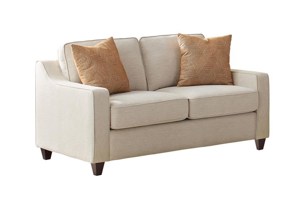 Christine Upholstered Cushion Back Loveseat Beige - Luxury Home Furniture (MI)