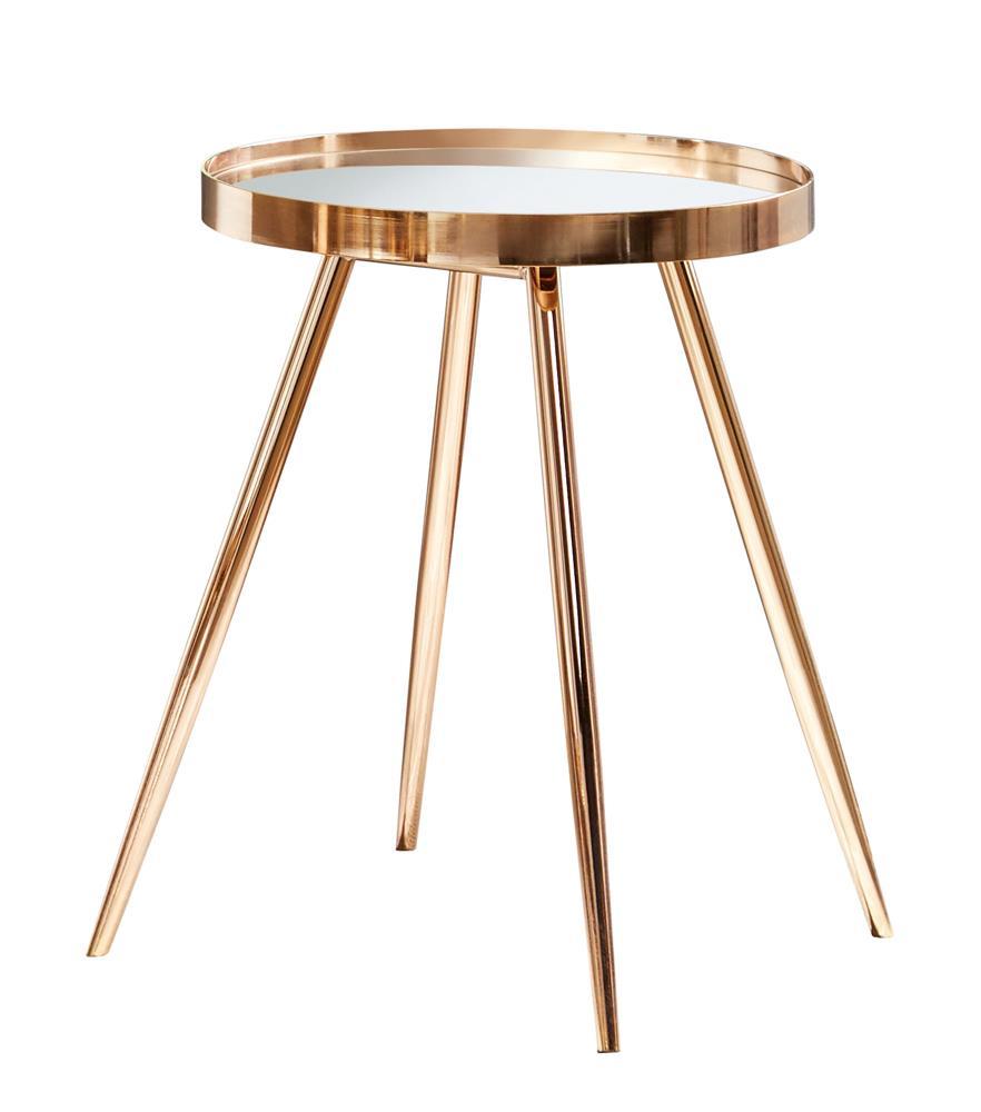 Kaelyn Round Mirror Top End Table Gold - Luxury Home Furniture (MI)