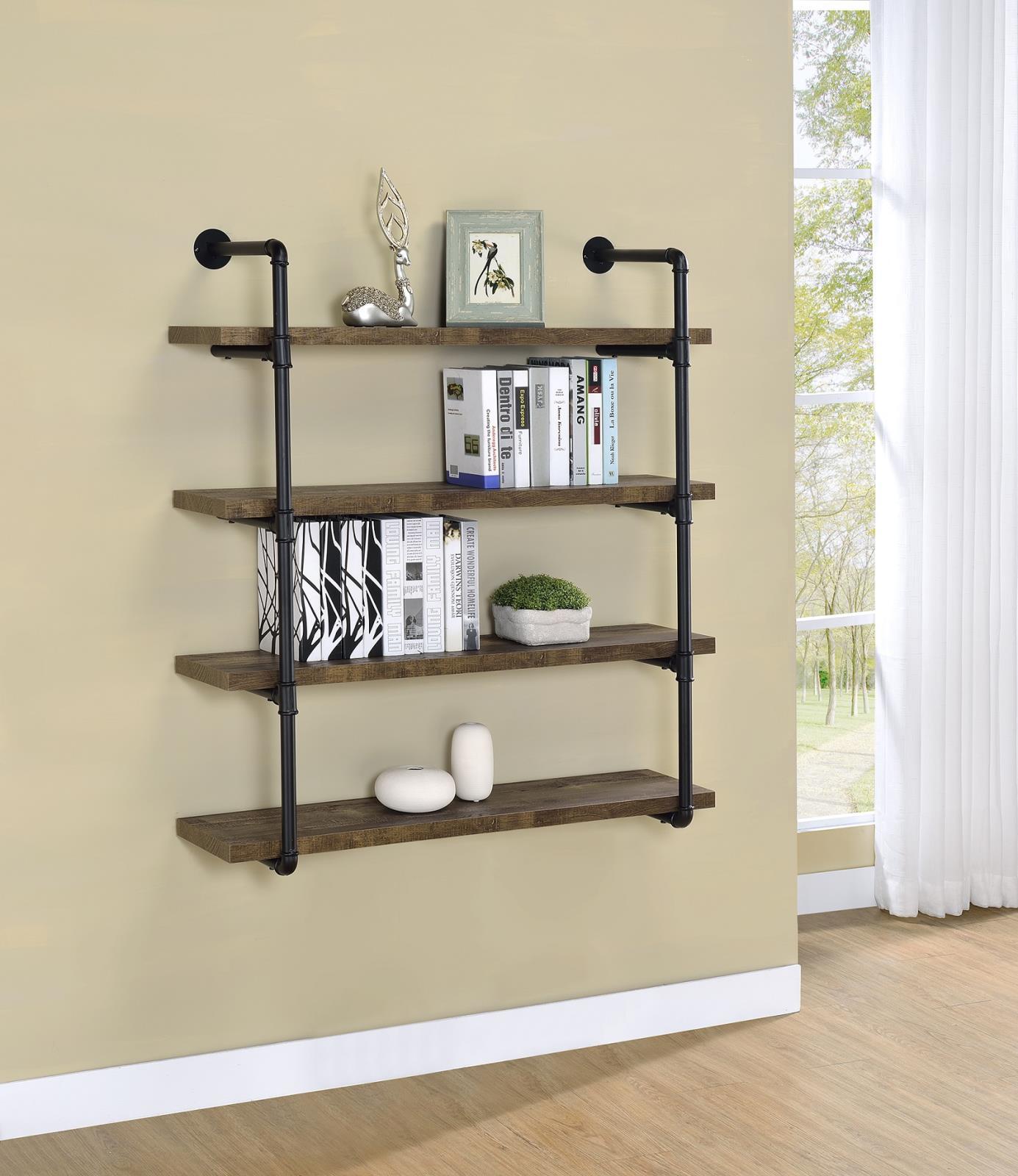 Elmcrest 40-inch Wall Shelf Black and Grey Driftwood - Luxury Home Furniture (MI)