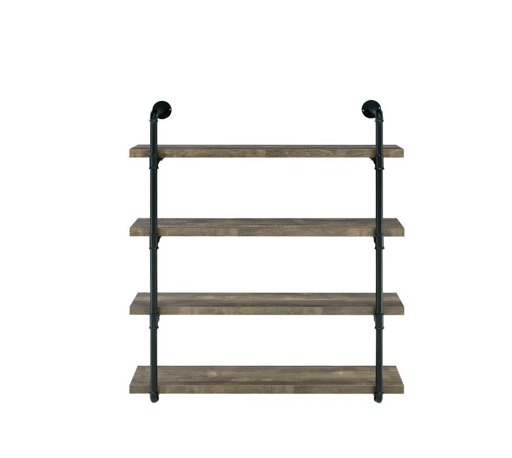 Elmcrest 40-inch Wall Shelf Black and Rustic Oak - Luxury Home Furniture (MI)