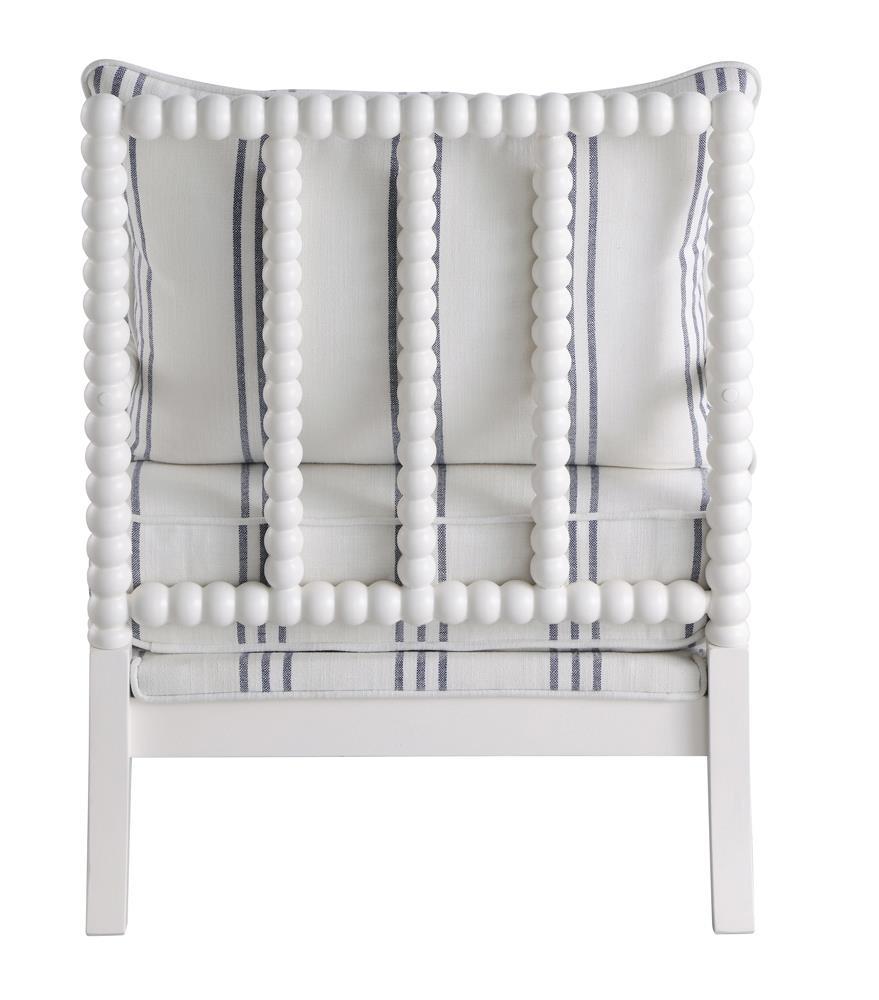 Blanchett Upholstered Accent Chair with Spindle Accent White and Navy - Luxury Home Furniture (MI)