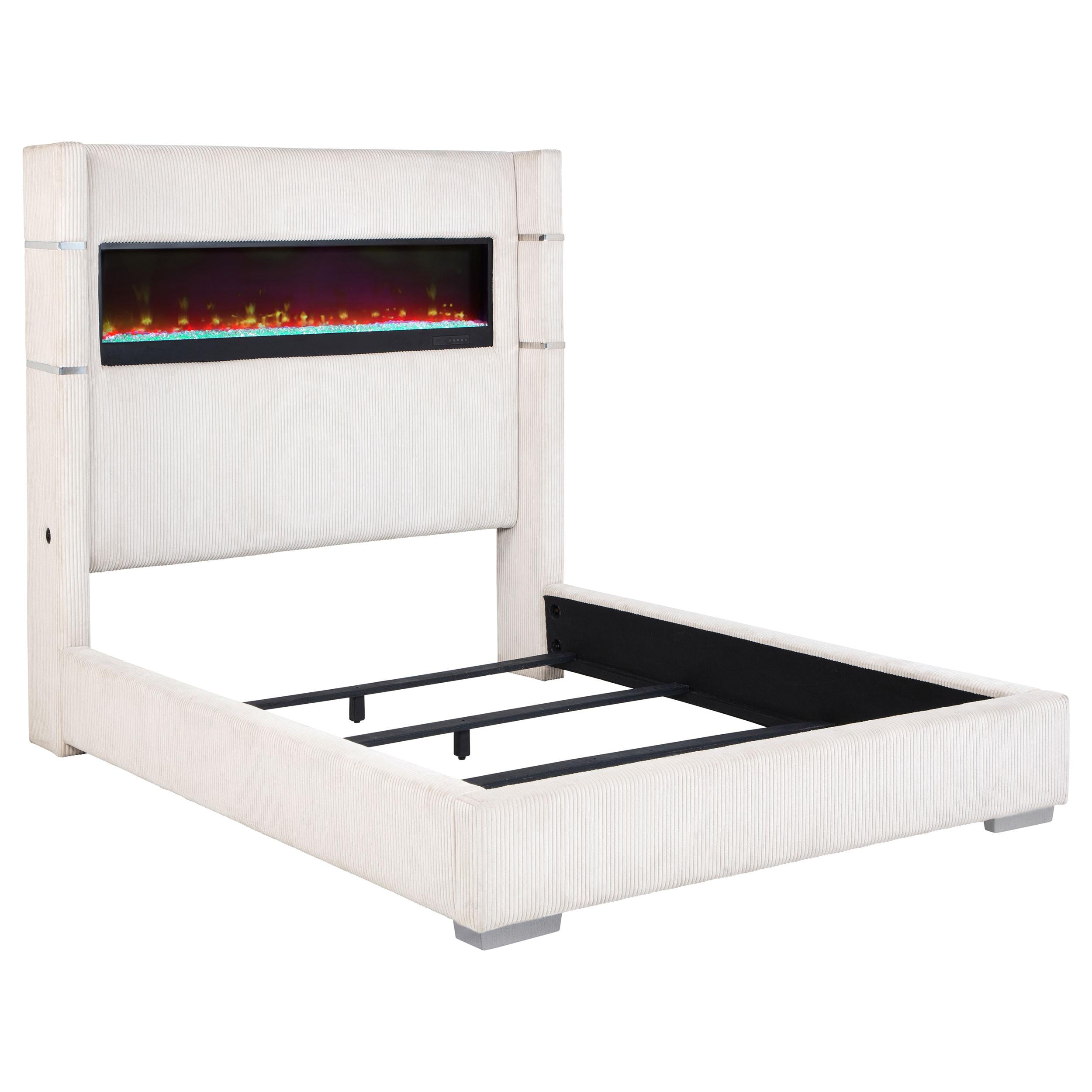 Tisdall Wingback Bed with Flame Visualizer - Luxury Home Furniture (MI)