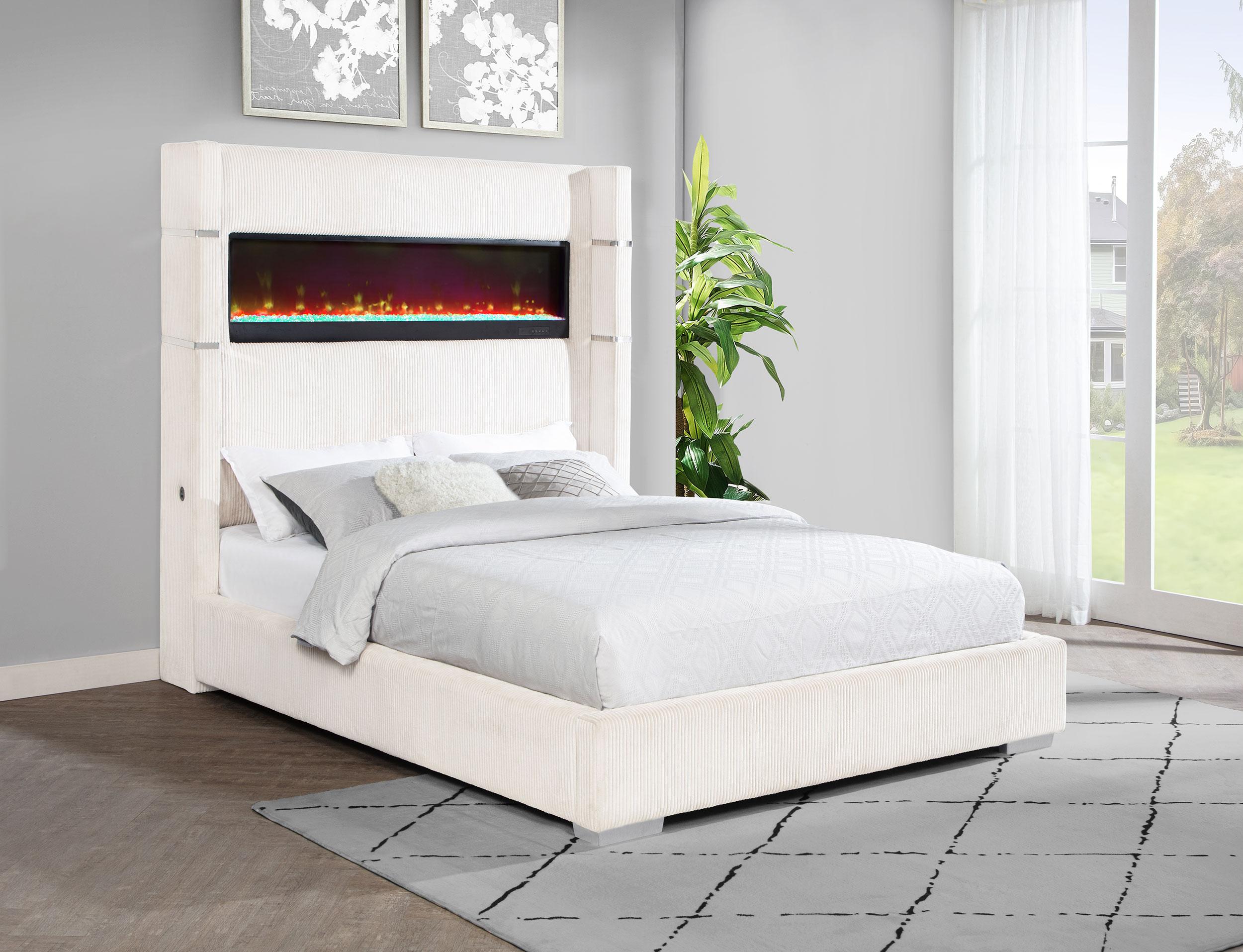 Tisdall Wingback Bed with Flame Visualizer - Luxury Home Furniture (MI)