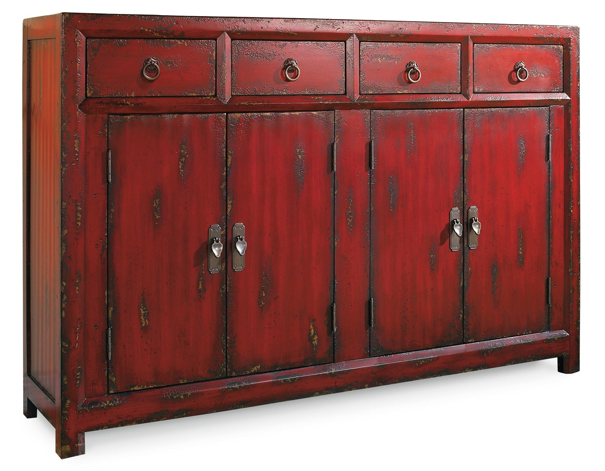 58'' Red Asian Cabinet - Luxury Home Furniture (MI)