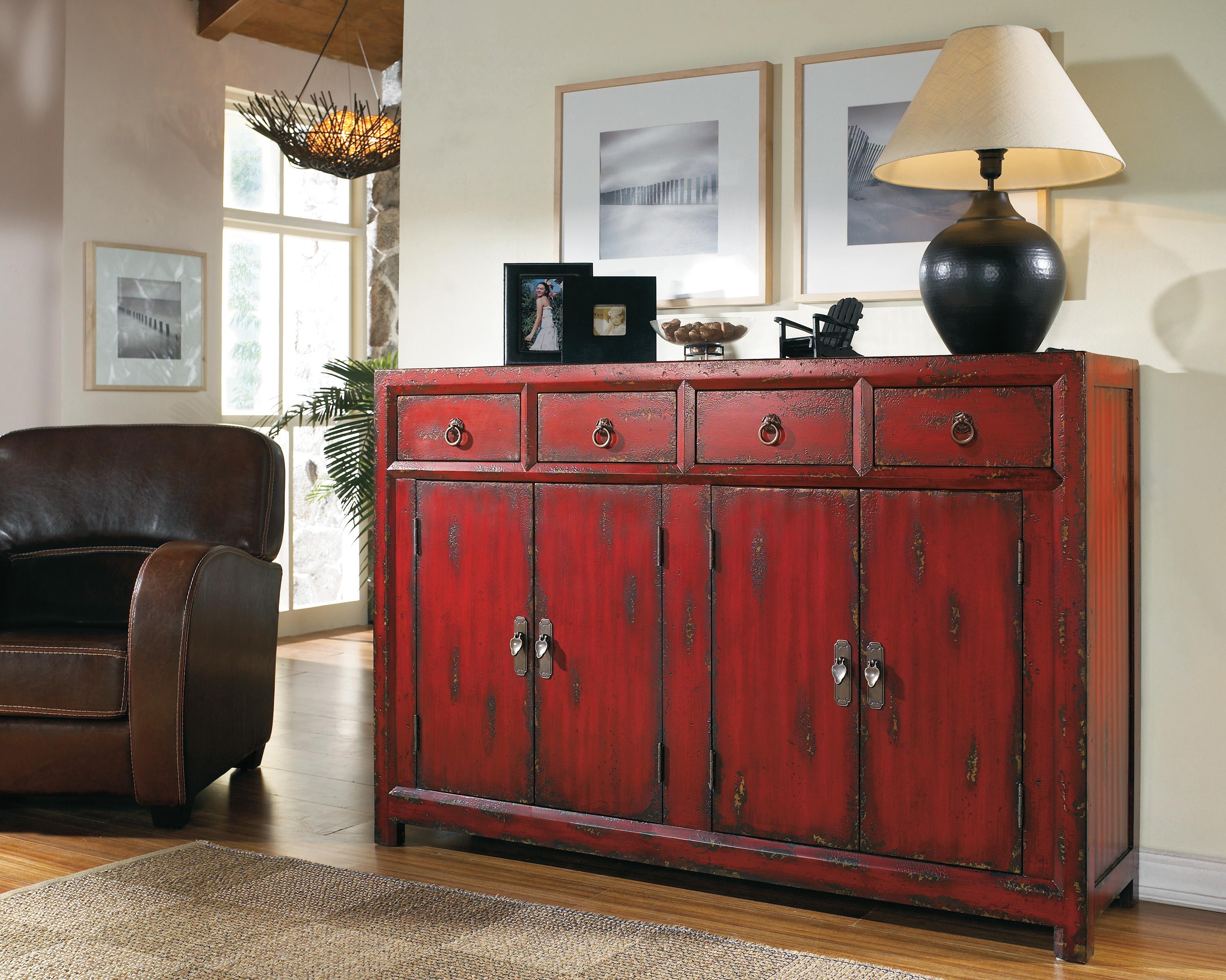 58'' Red Asian Cabinet - Luxury Home Furniture (MI)