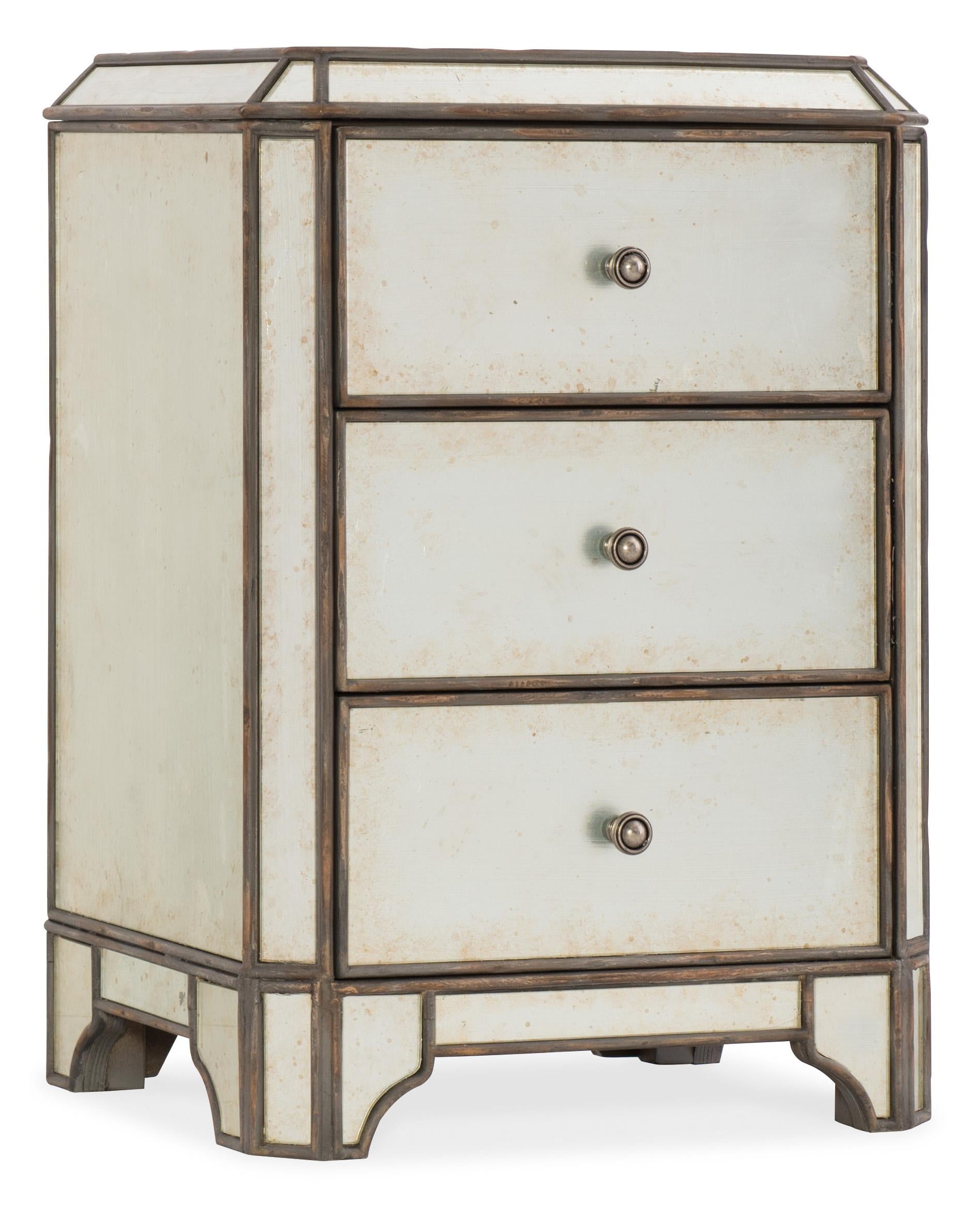Arabella Mirrored Three-Drawer Nightstand - Luxury Home Furniture (MI)