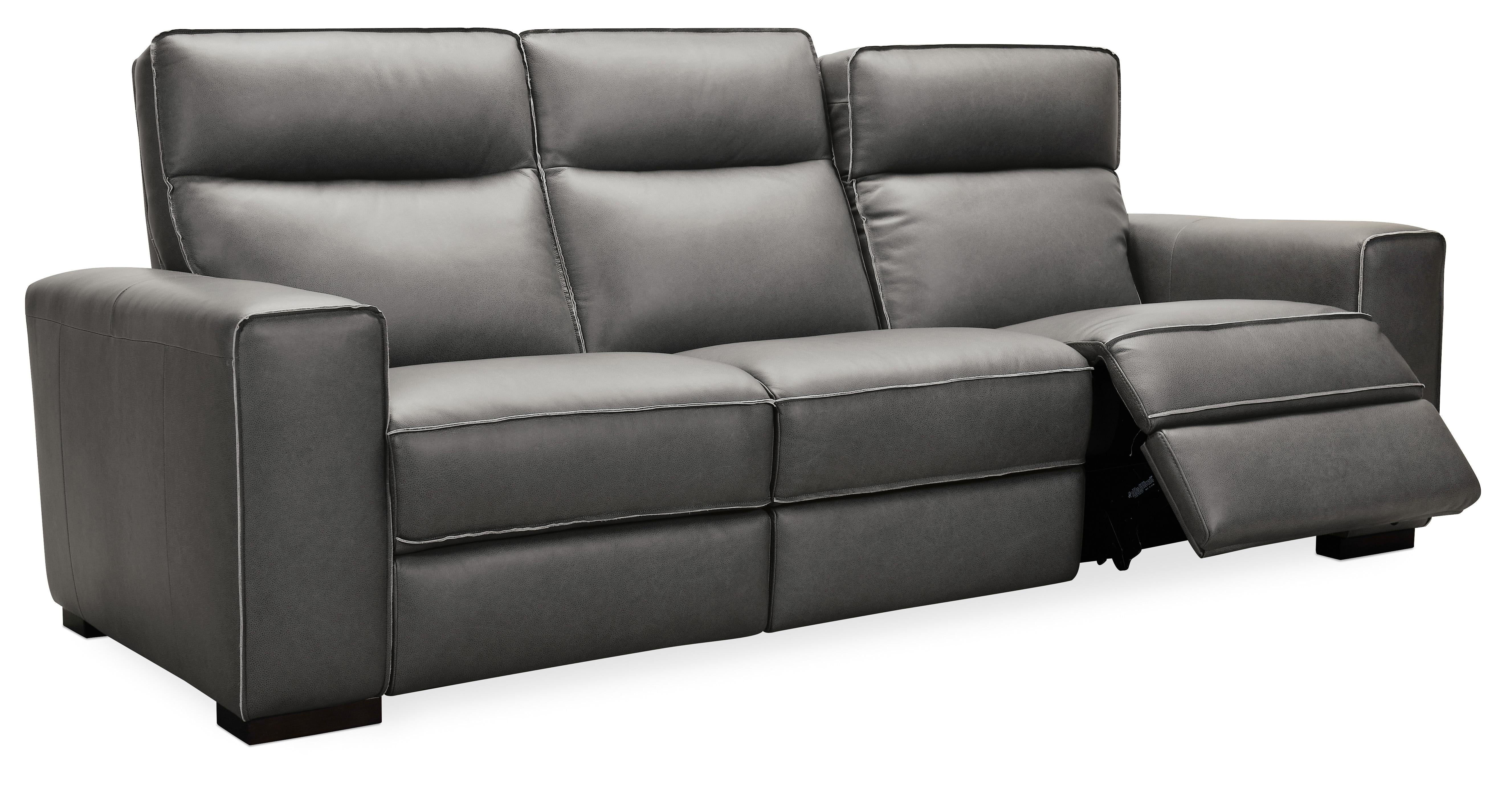 Braeburn Leather Sofa w/PWR Recline PWR Headrest - Luxury Home Furniture (MI)