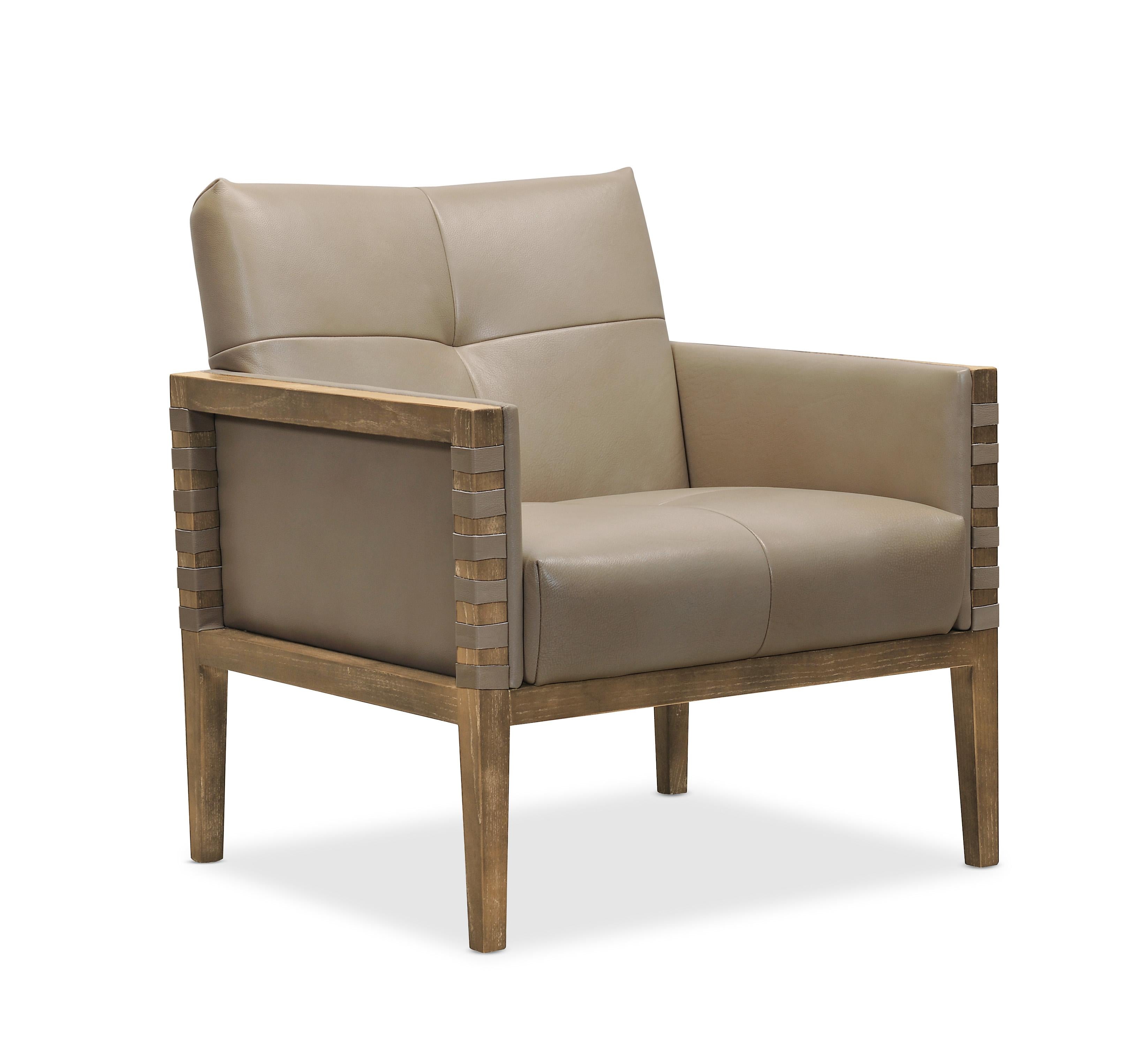 Carverdale Leather Club Chair w/Wood Frame - CC401-082 - Luxury Home Furniture (MI)