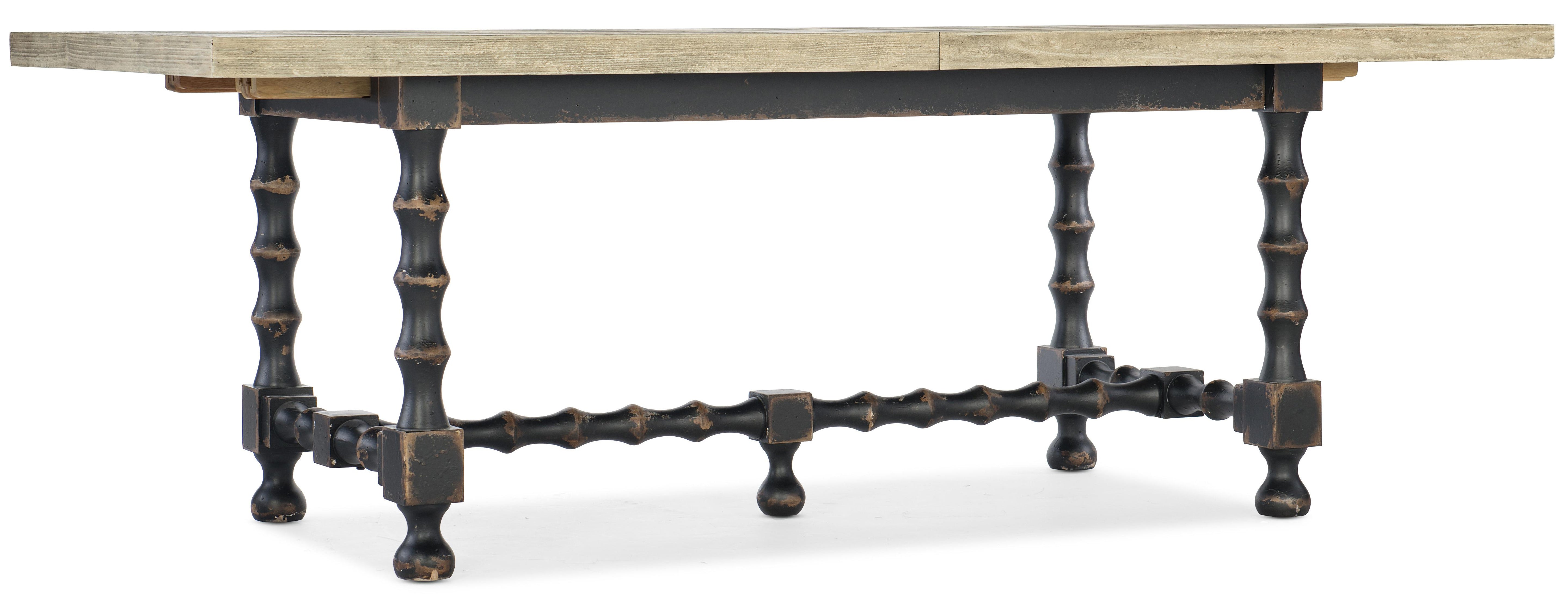 Ciao Bella 84in Trestle Table w/ 2-18in Leaves-Flaky White/Black - Luxury Home Furniture (MI)