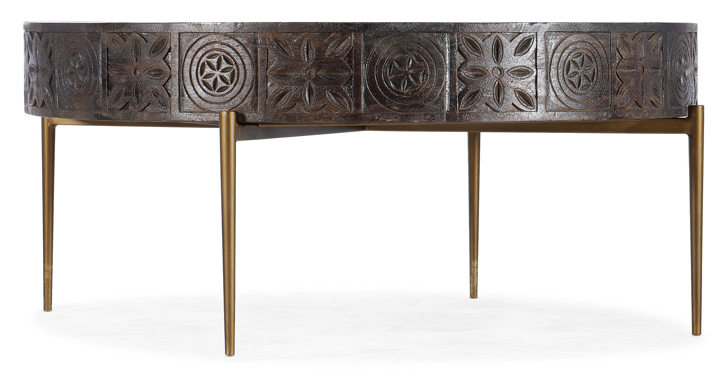 Commerce & Market Carved Round Cocktail Table - Luxury Home Furniture (MI)