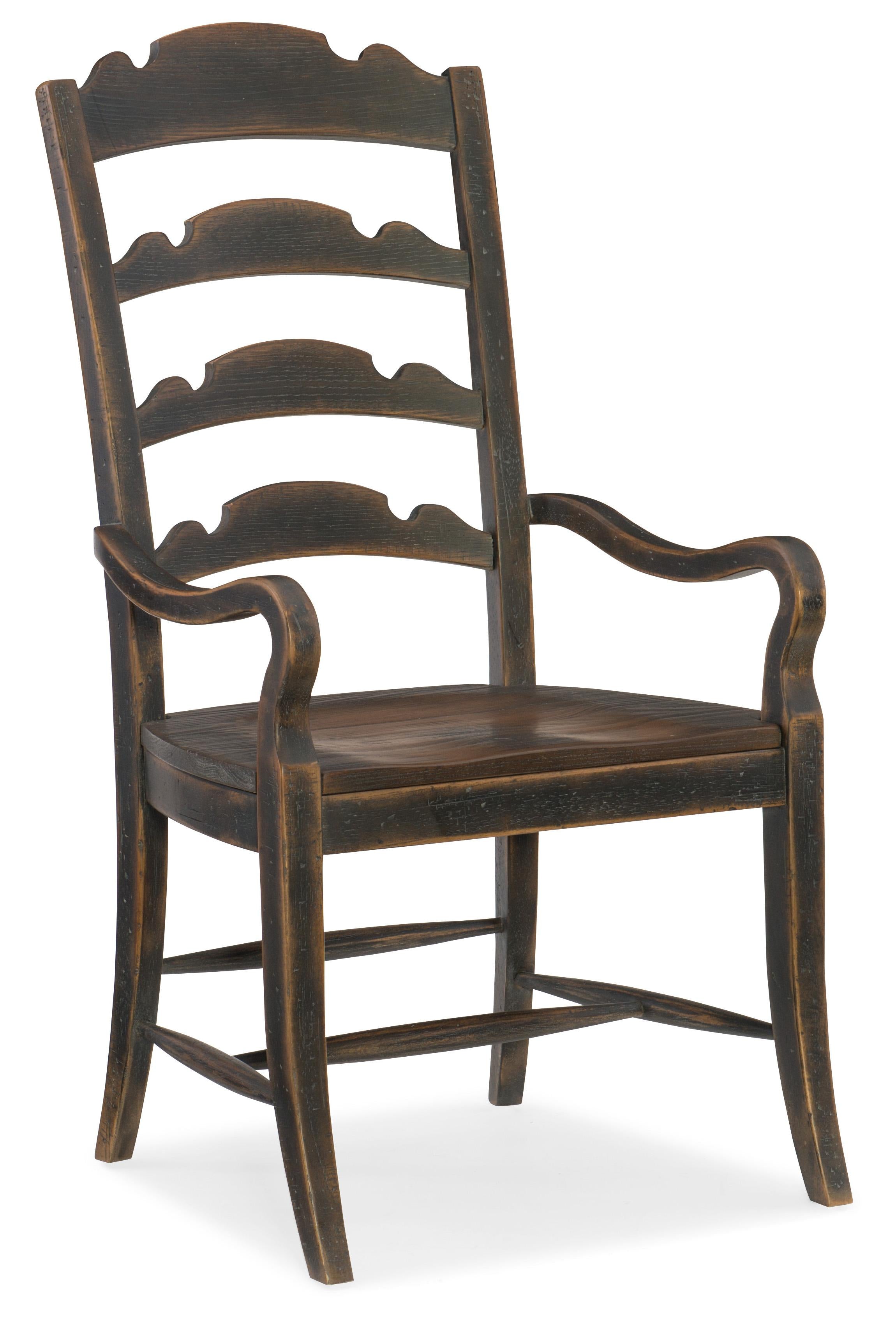 Hill Country Twin Sisters Ladderback Arm Chair - 2 per carton/price ea - 5960-75300-BLK - Luxury Home Furniture (MI)