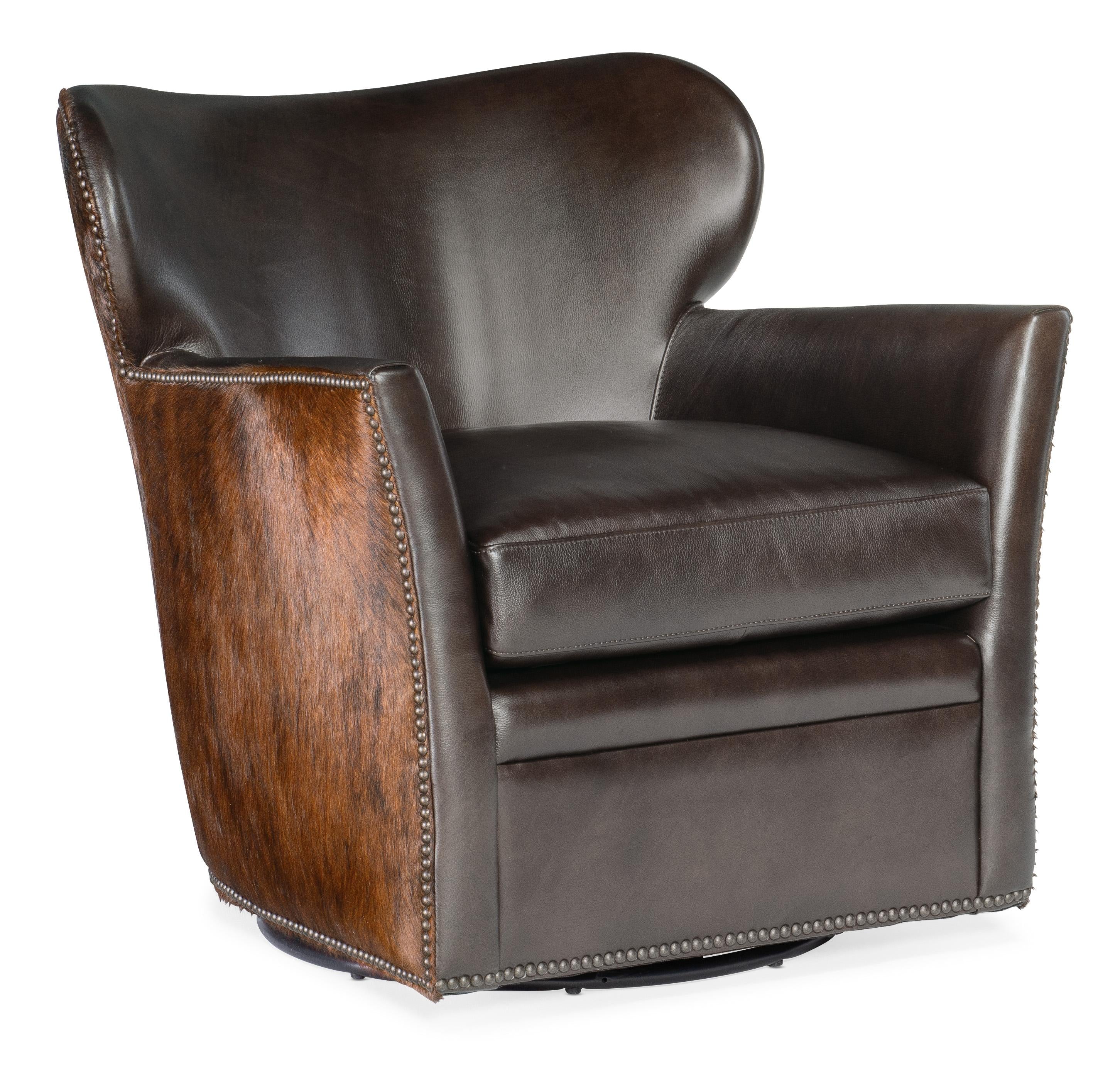 Kato Leather Swivel Chair w/ Dark HOH - Luxury Home Furniture (MI)