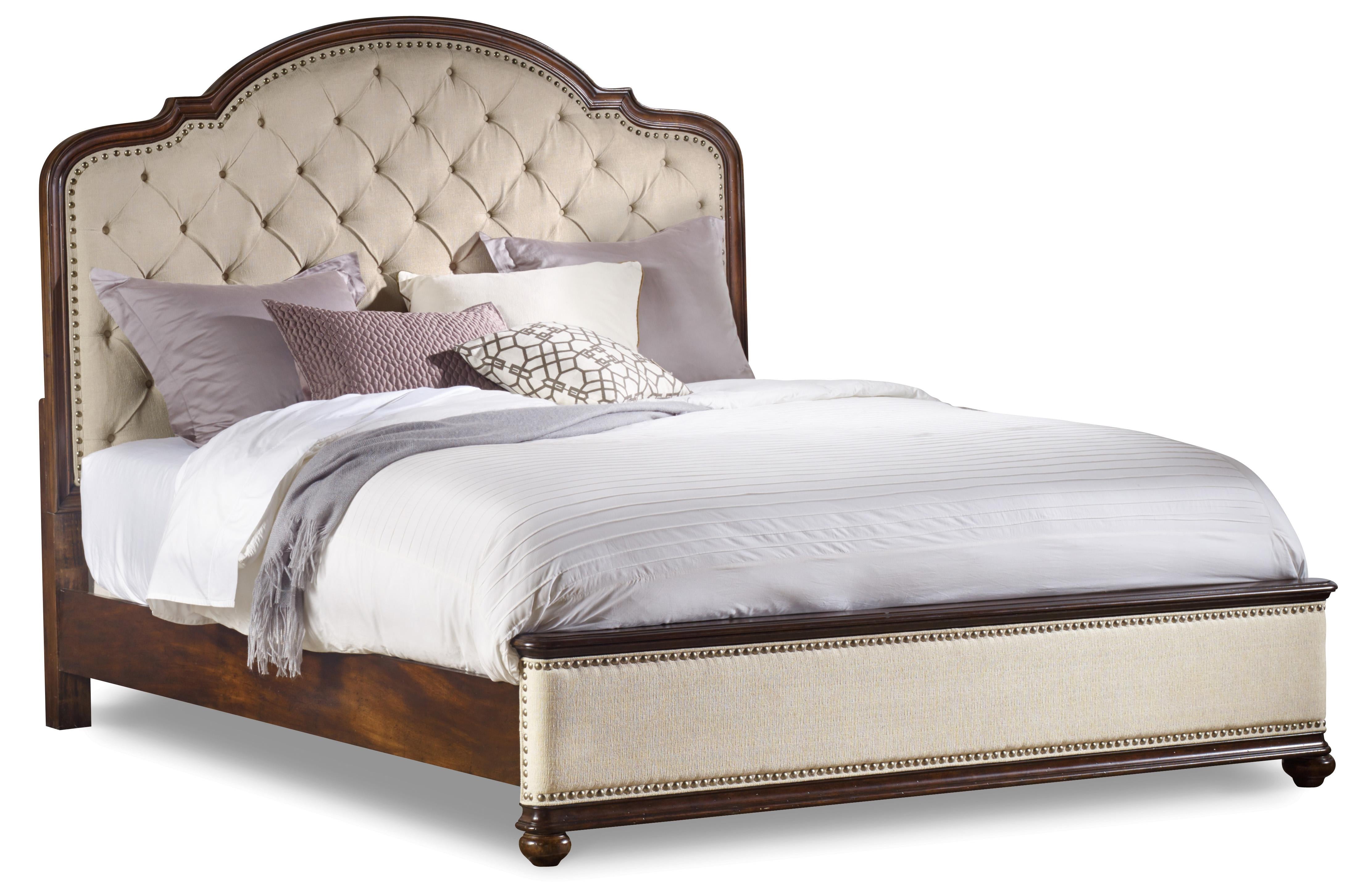 Leesburg California King Upholstered Bed with Wood Rails - Luxury Home Furniture (MI)
