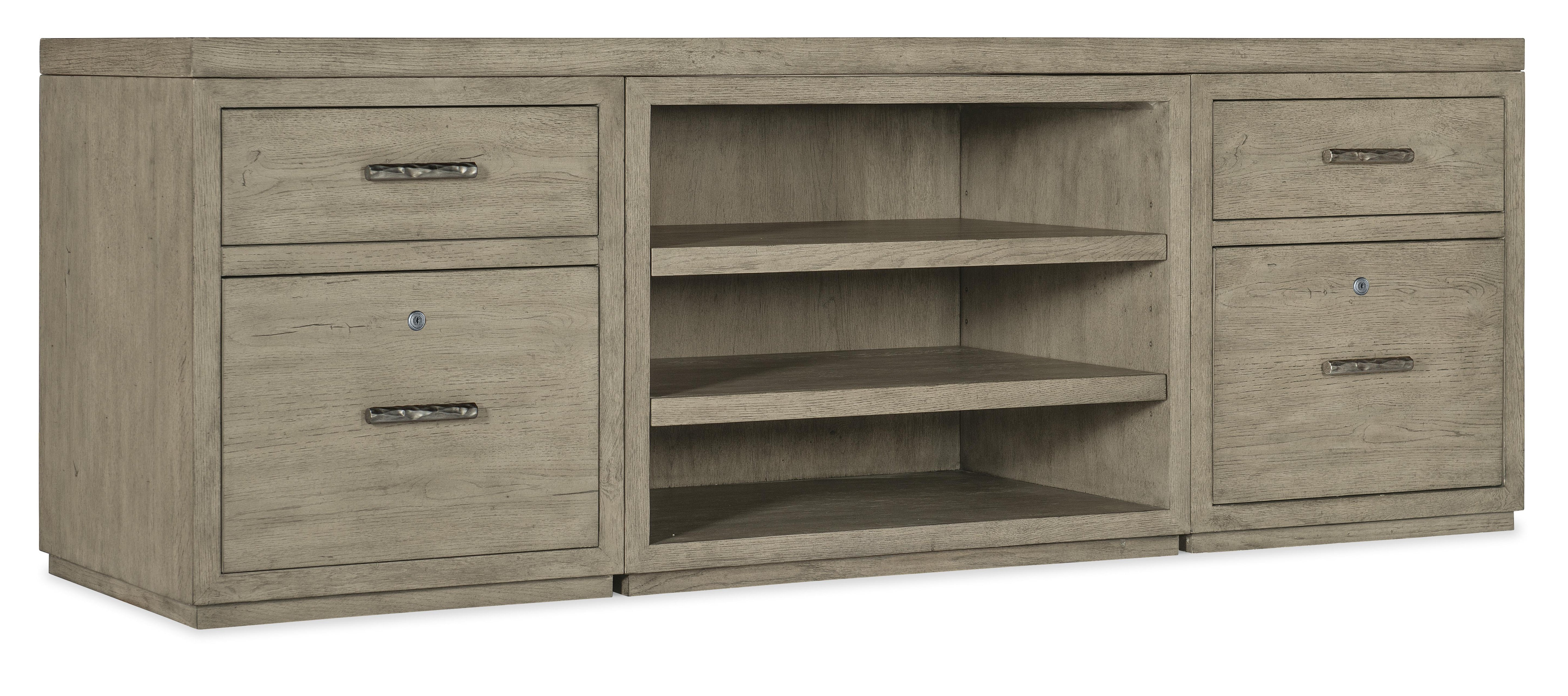 Linville Falls 84" Credenza with Two Files and Open Desk Cabinet - Luxury Home Furniture (MI)