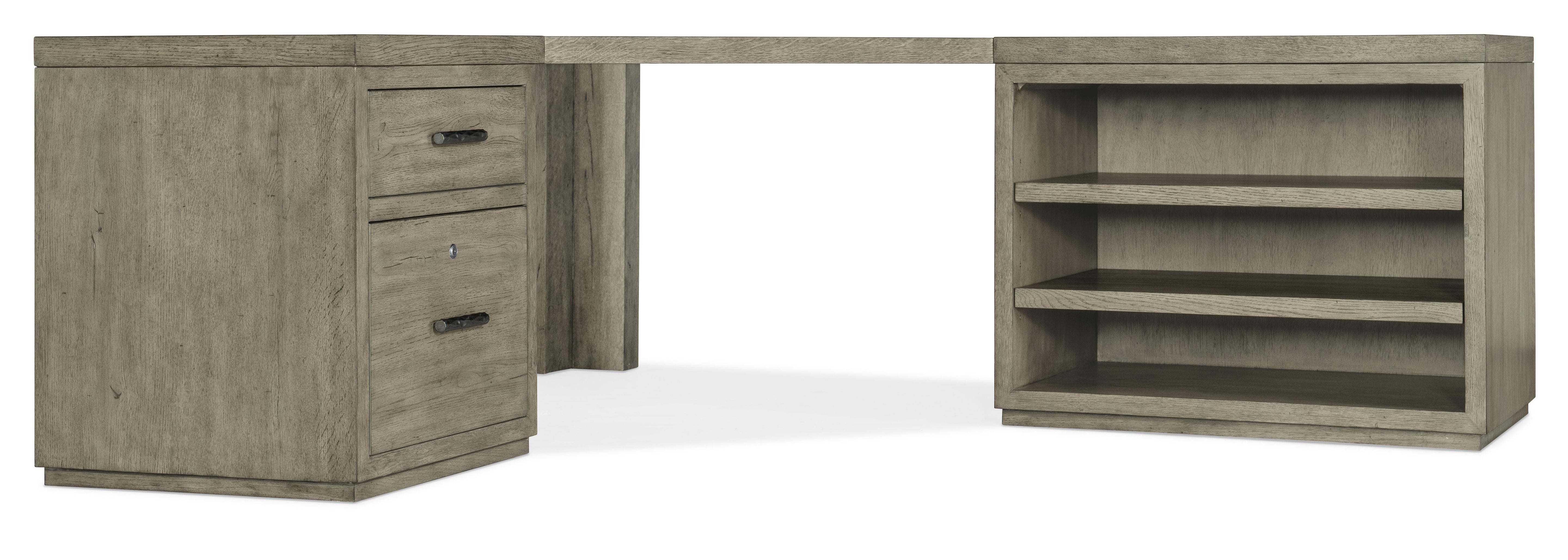 Linville Falls Corner Desk with File and Open Desk Cabinet - Luxury Home Furniture (MI)