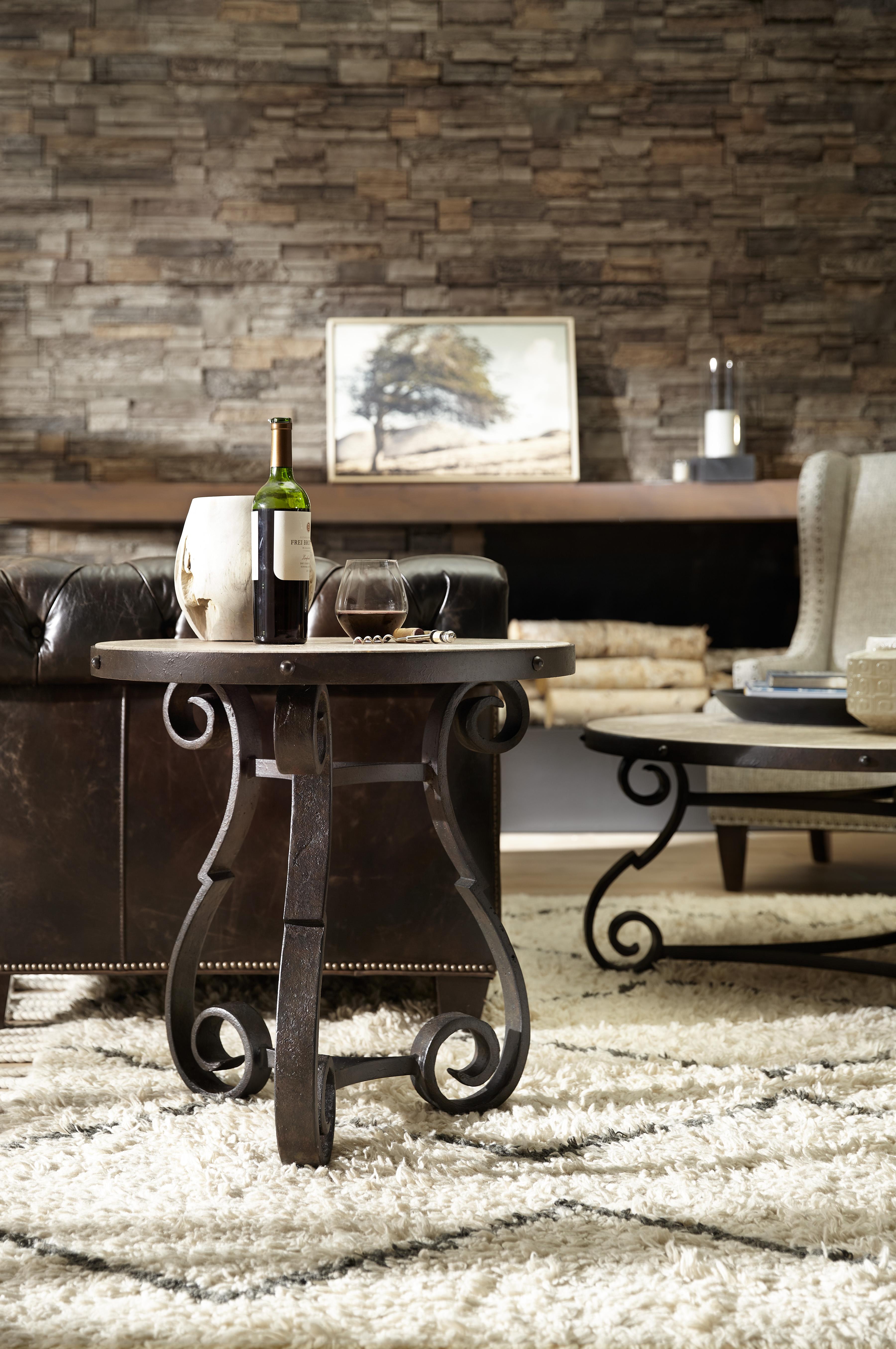 Luckenbach Metal and Stone End Table - Luxury Home Furniture (MI)