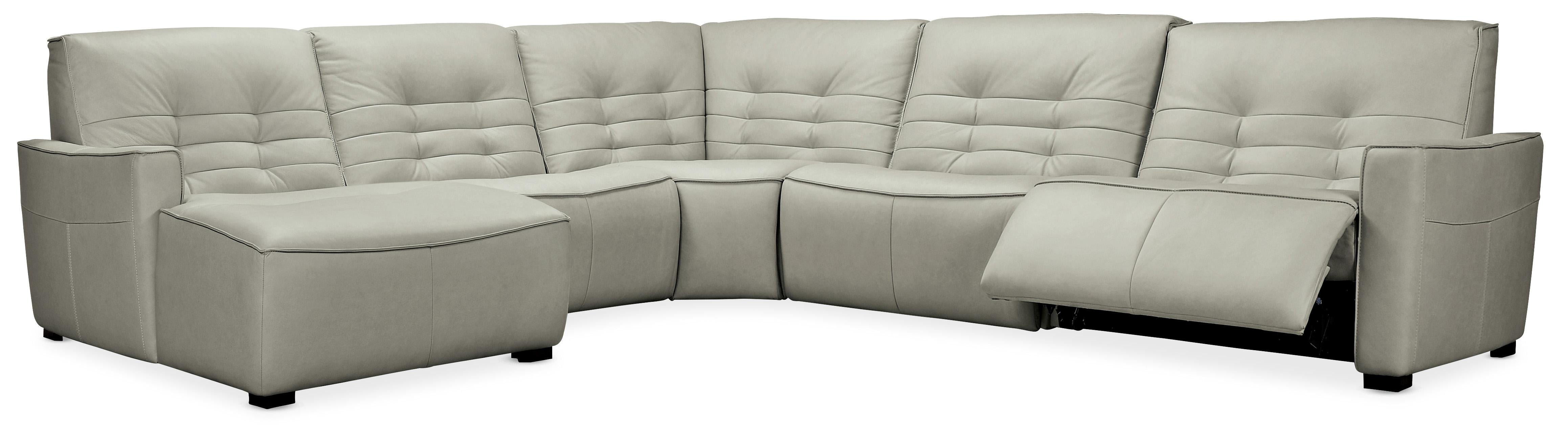 Reaux 5-Piece LAF Chaise Sectional w/2 Power Recliners - Luxury Home Furniture (MI)