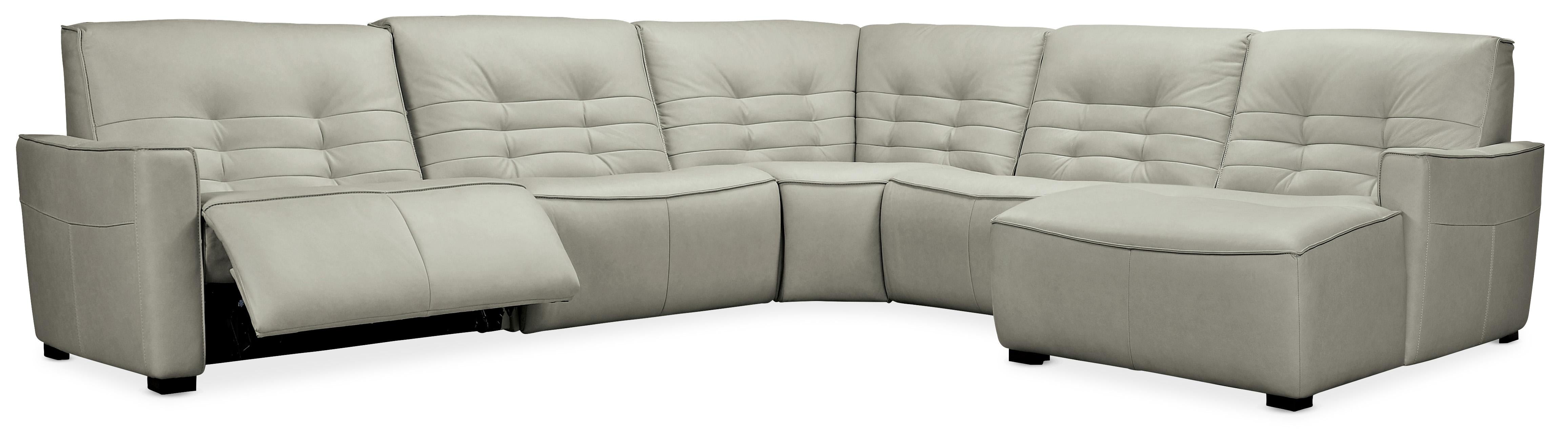 Reaux 5-Piece RAF Chaise Sectional w/2 Power Recliners - Luxury Home Furniture (MI)