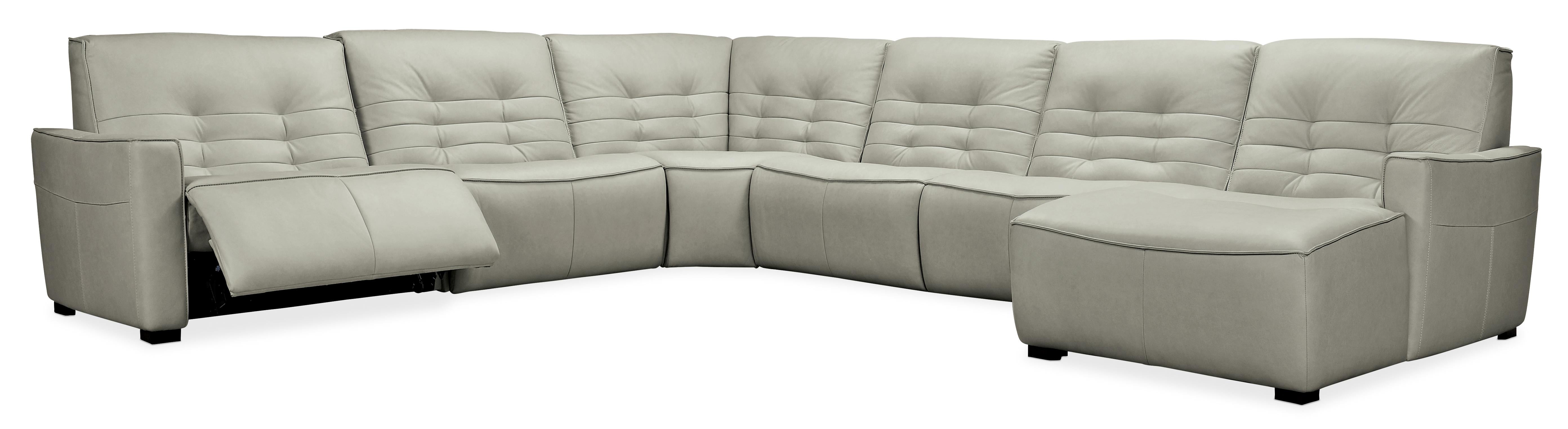 Reaux Grandier 6-Piece RAF Chaise Sectional w/ 2 Recliners - Luxury Home Furniture (MI)
