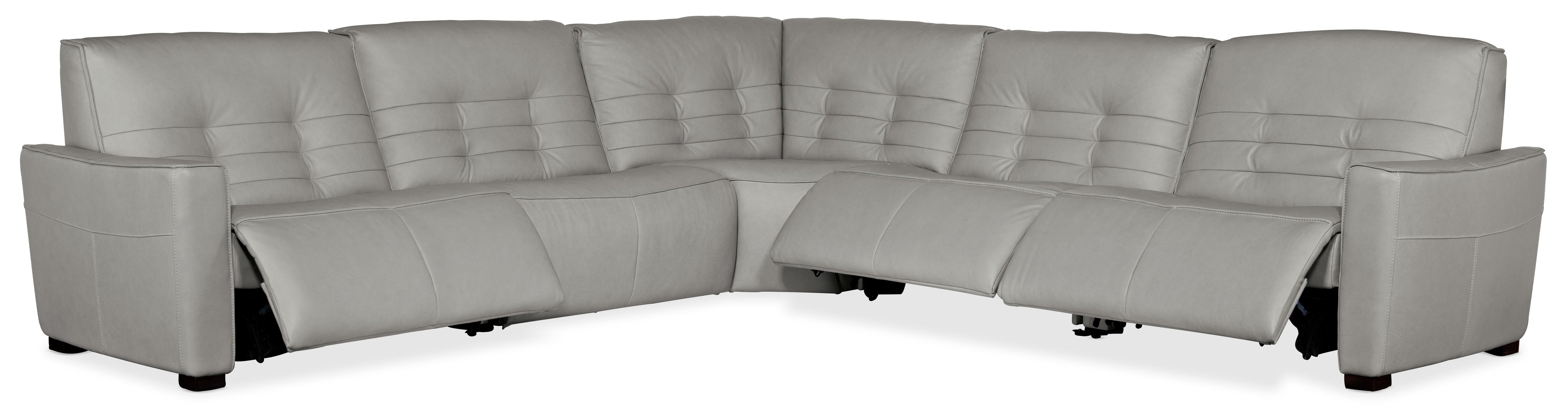 Reaux 5-Piece Power Recline Sectional w/3 Power Recliners - Luxury Home Furniture (MI)