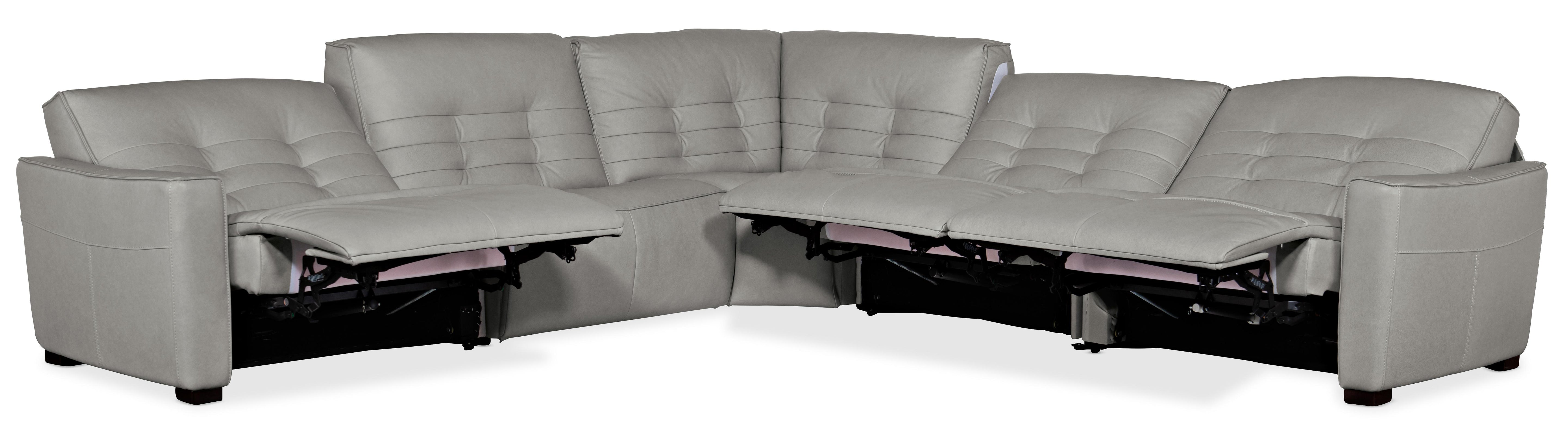 Reaux 5-Piece Power Recline Sectional w/3 Power Recliners - Luxury Home Furniture (MI)