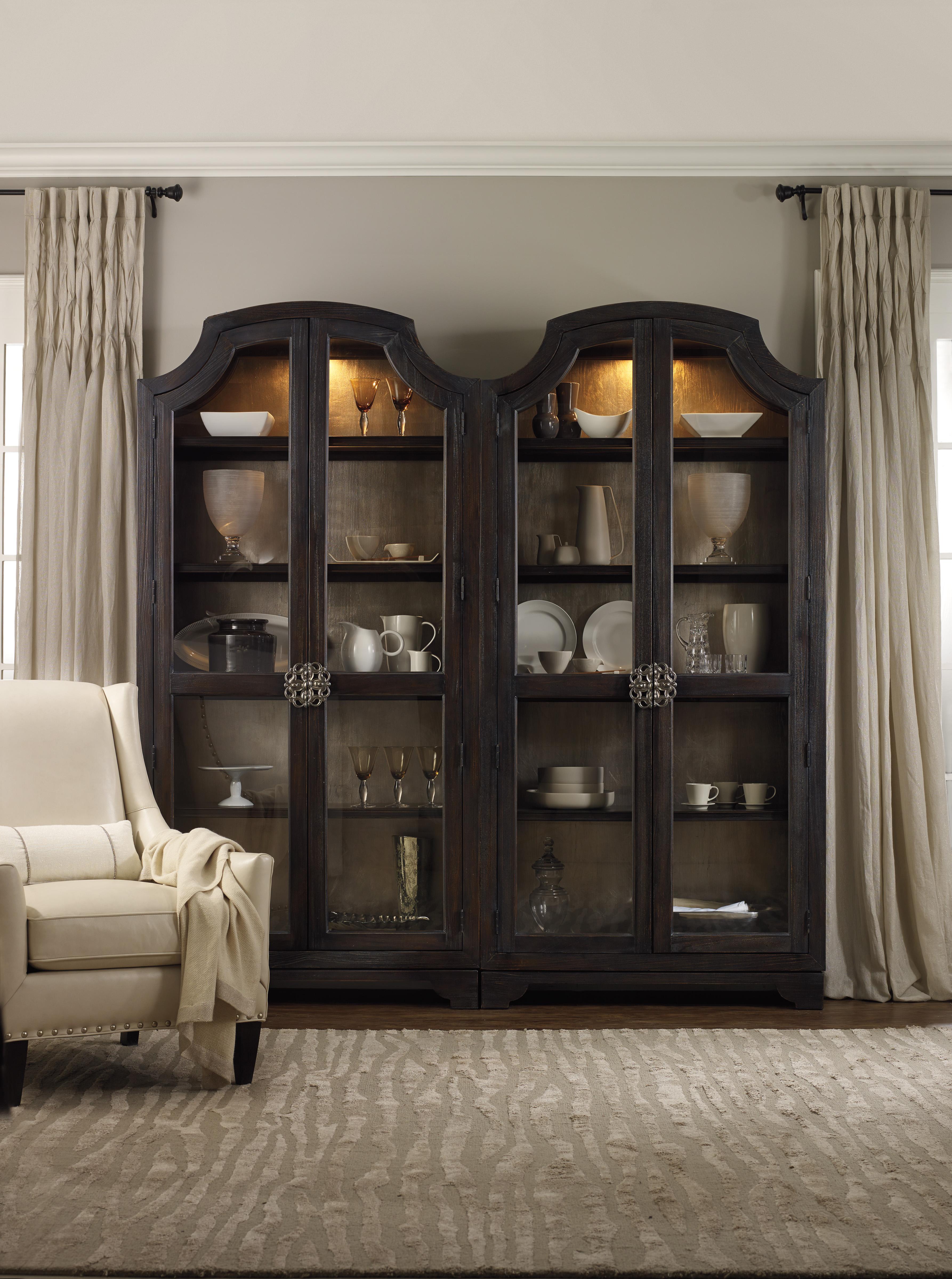 Sanctuary Glass Bunching Curio-Ebony Antiqued Oak - Luxury Home Furniture (MI)