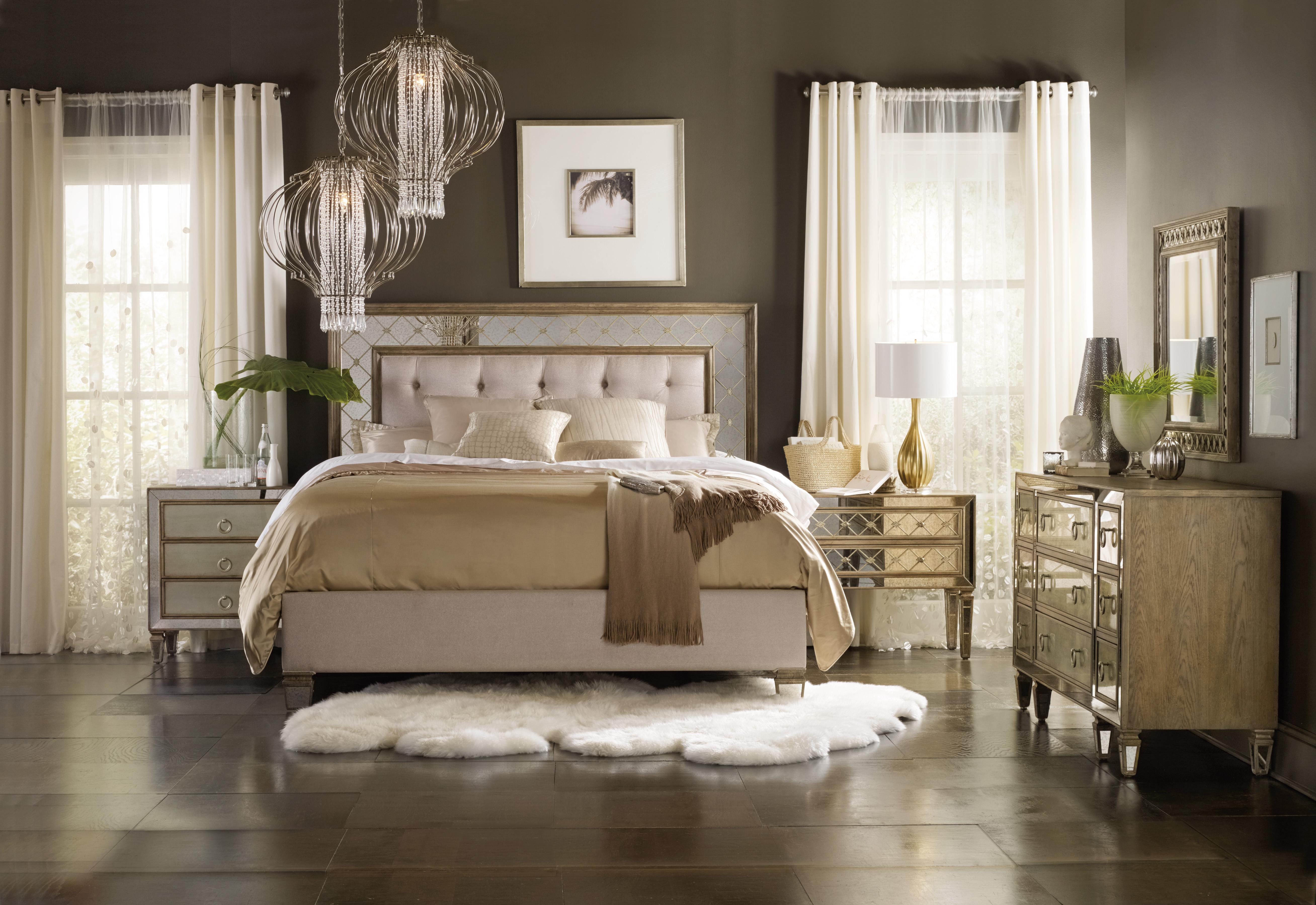 Sanctuary King Mirrored Upholstered Bed