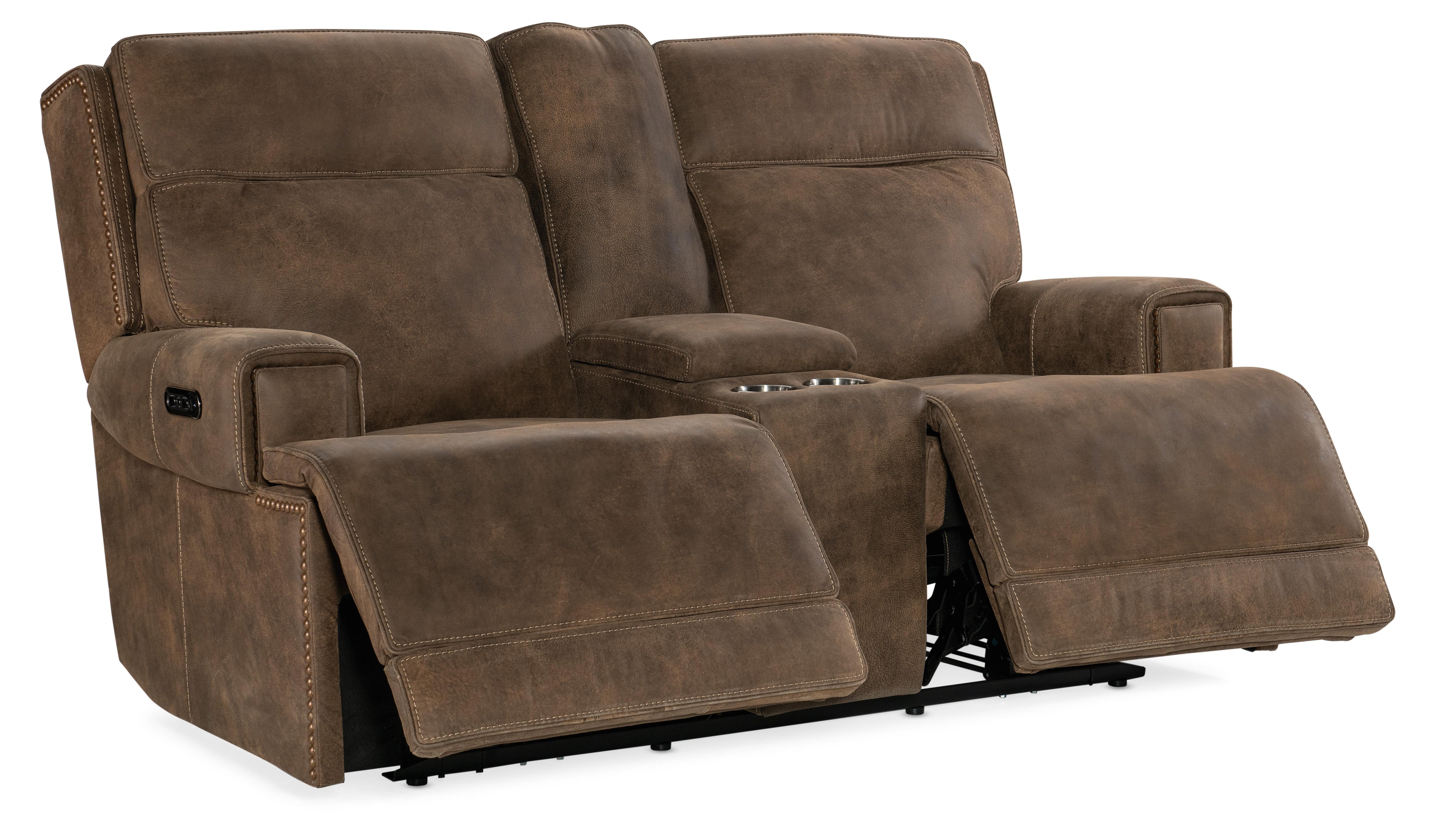 Wheeler Power Console Loveseat with Power Headrest - Luxury Home Furniture (MI)