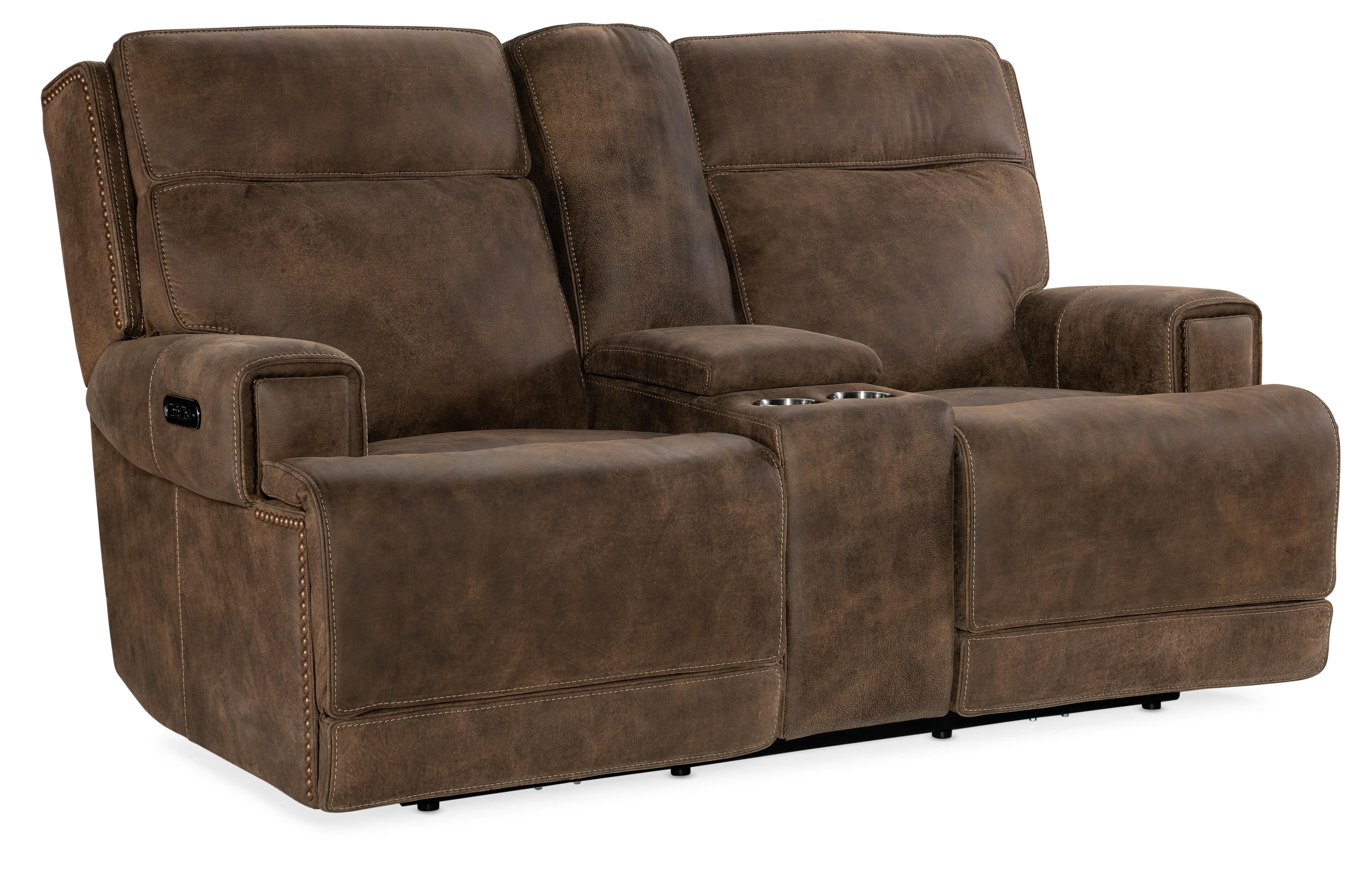 Wheeler Power Console Loveseat with Power Headrest - Luxury Home Furniture (MI)