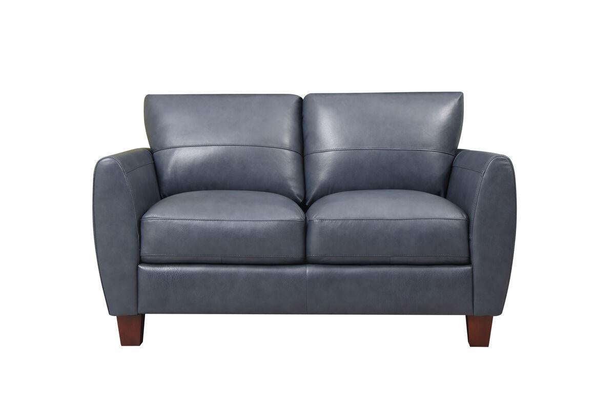 Leather Italia Georgetown-Traverse Loveseat in Blue - Luxury Home Furniture (MI)