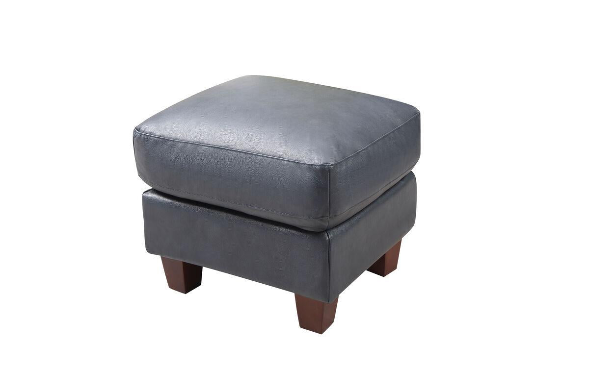 Leather Italia Georgetown-Traverse Ottoman in Blue - Luxury Home Furniture (MI)