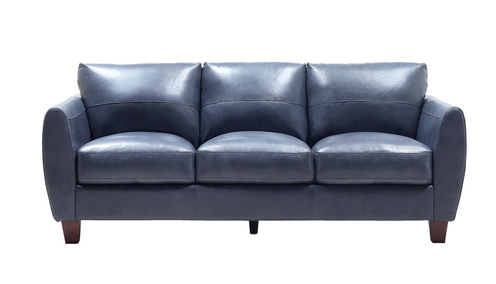Leather Italia Georgetown-Traverse Sofa in Blue - Luxury Home Furniture (MI)
