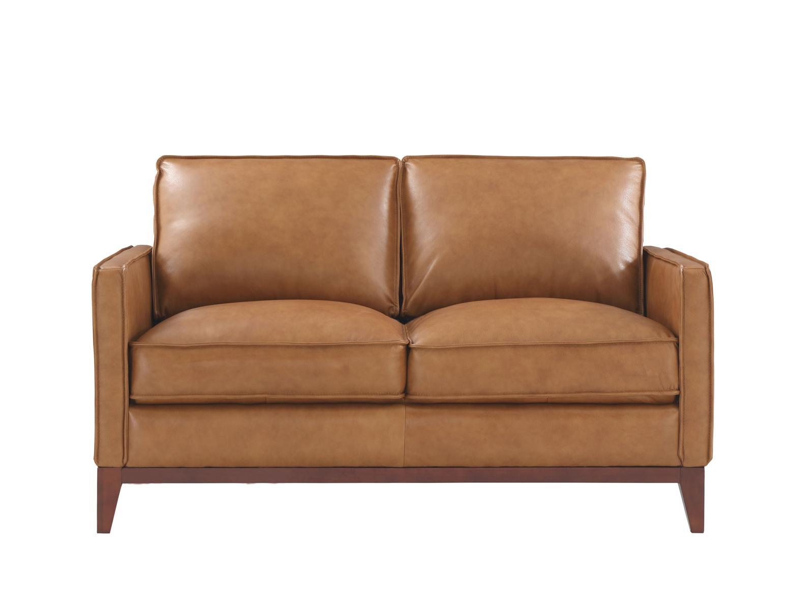 Leather Italia Georgetowne-Newport Loveseat in Camel - Luxury Home Furniture (MI)