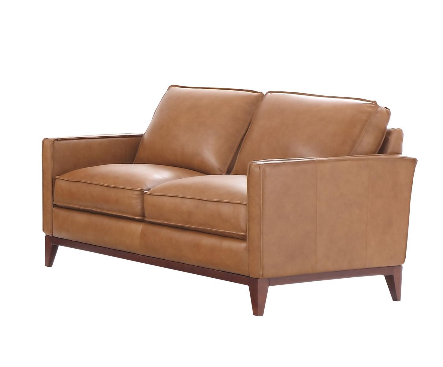 Leather Italia Georgetowne-Newport Loveseat in Camel - Luxury Home Furniture (MI)