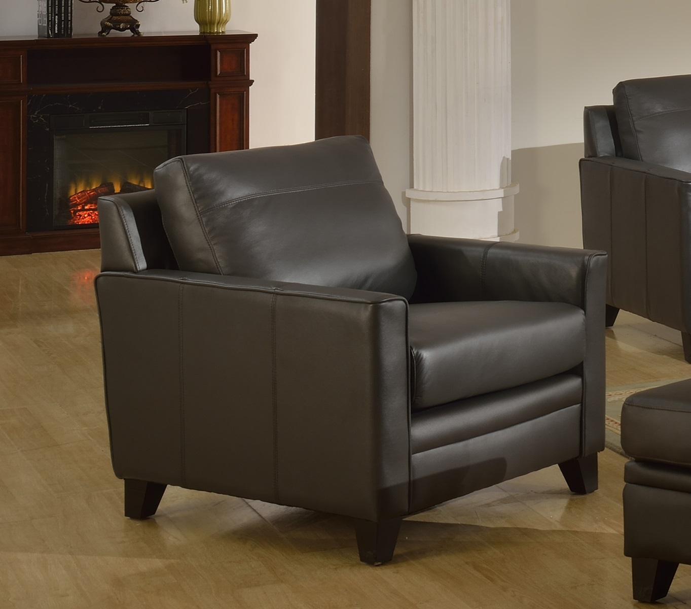 Leather Italia USA Cambria - Fletcher 6287B Chair in Charcoal - Luxury Home Furniture (MI)