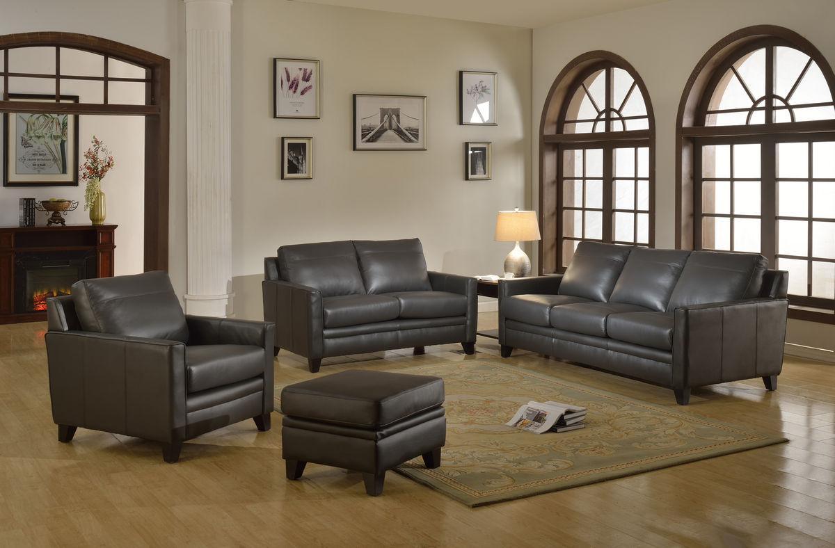 Leather Italia USA Cambria - Fletcher Loveseat in Charcoal - Luxury Home Furniture (MI)
