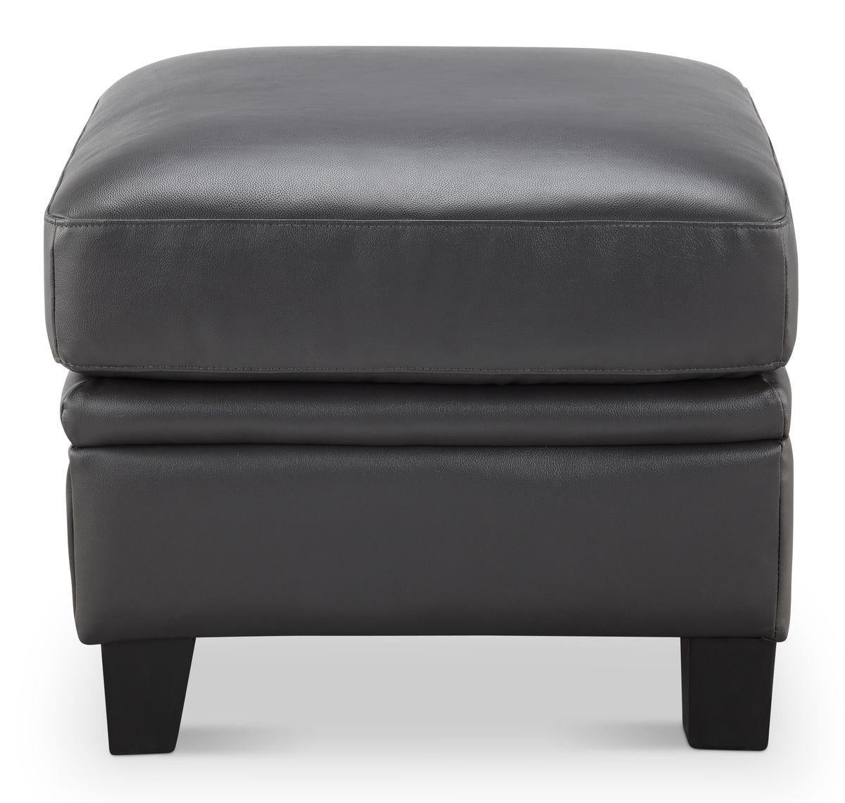 Leather Italia USA Cambria - Fletcher Ottoman in Charcoal