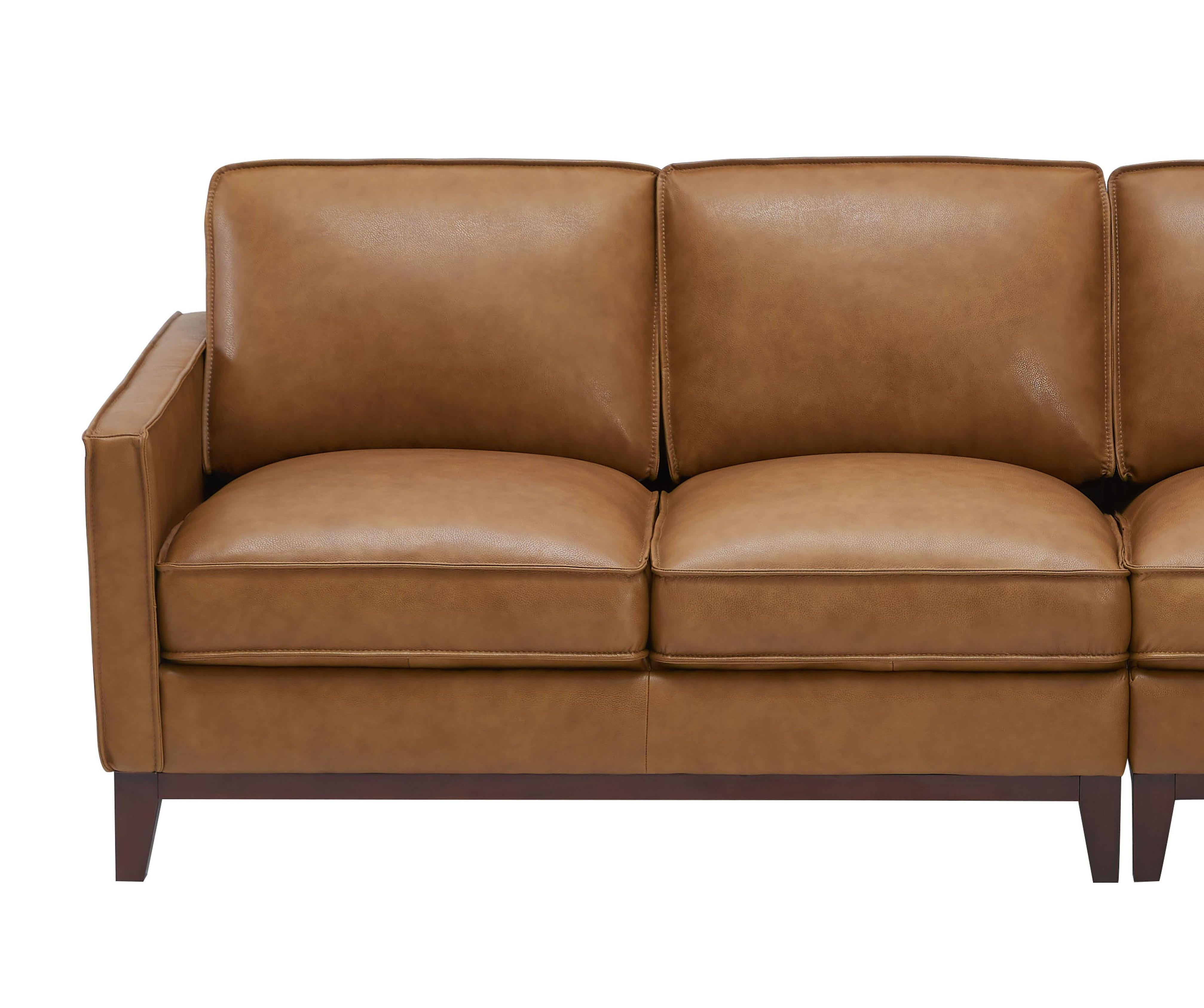 Leather Italia USA Georgetowne Newport LAF One Arm Loveseat in Camel - Luxury Home Furniture (MI)