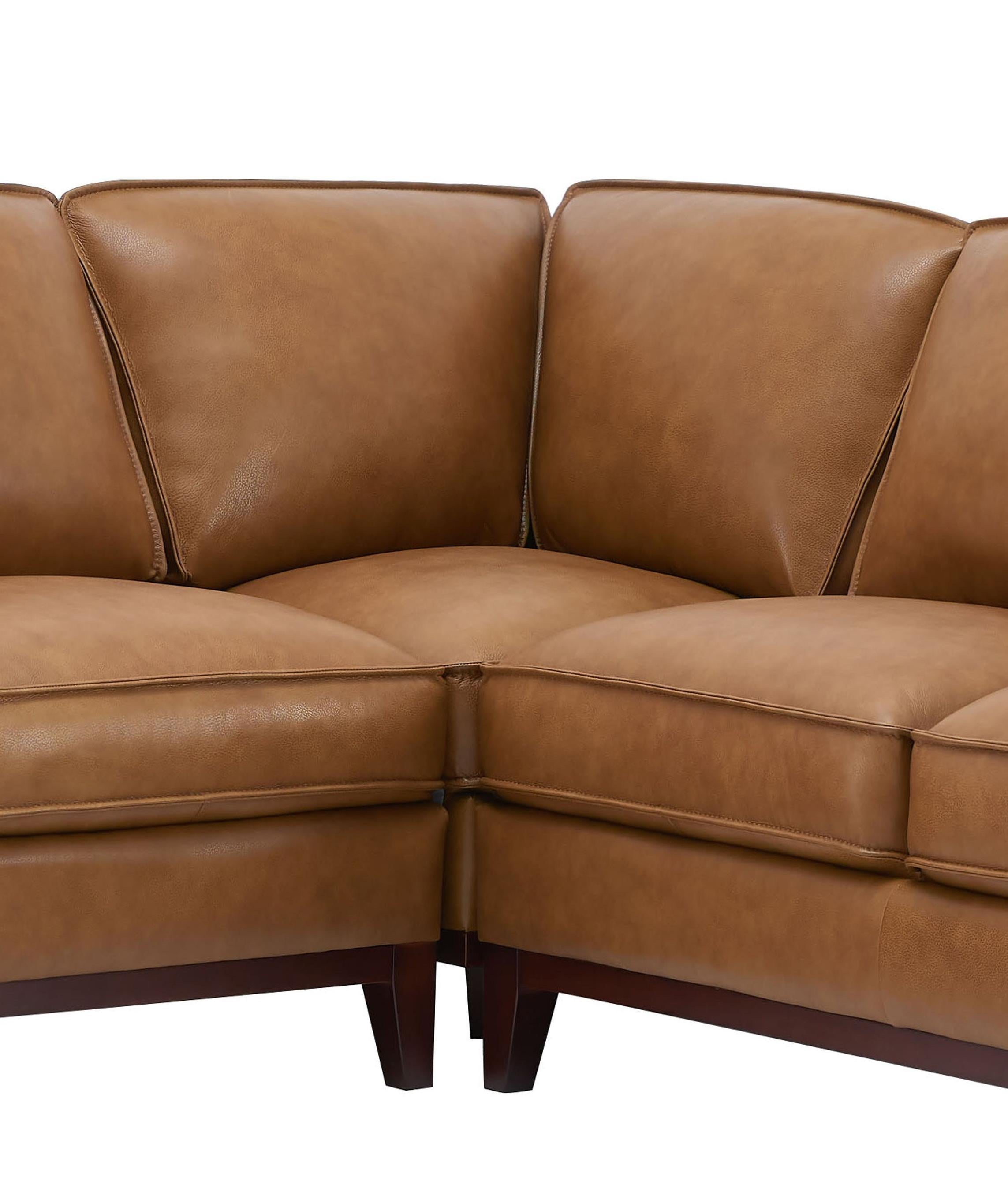Leather Italia USA Georgetowne Newport Wedge in Camel - Luxury Home Furniture (MI)