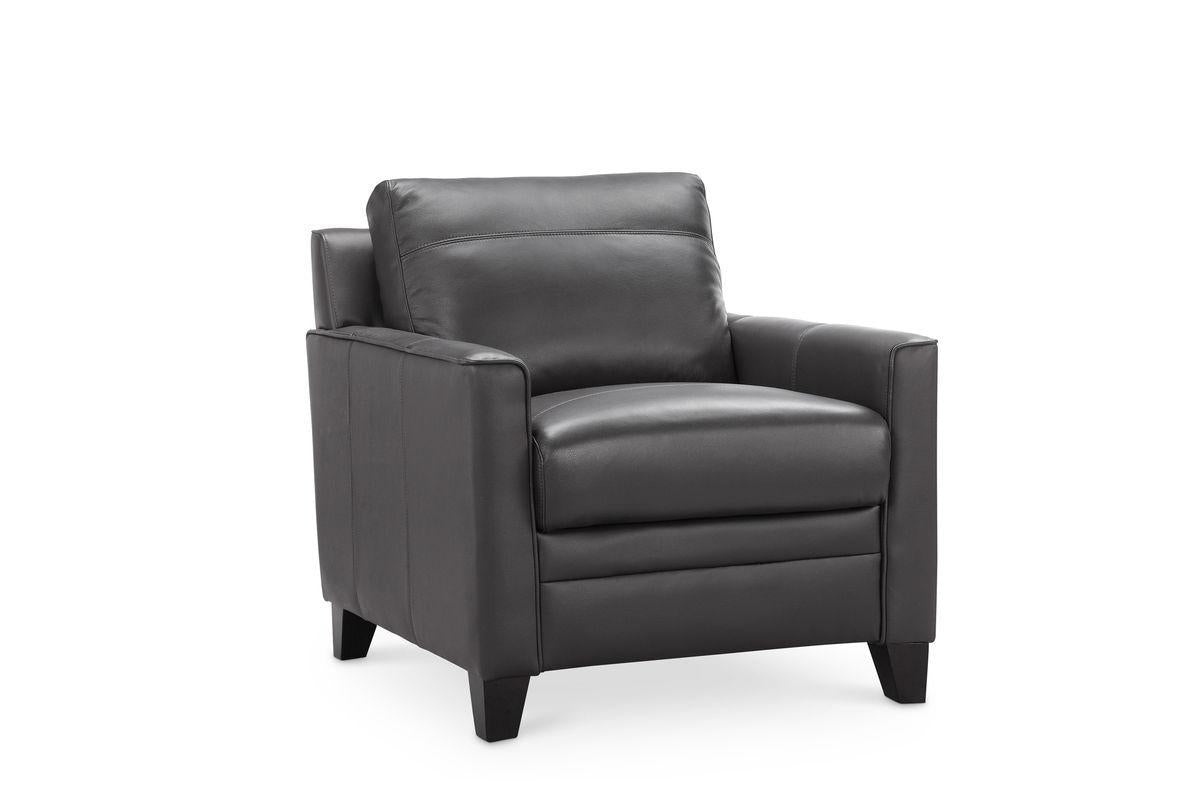 Leather Italia USA Cambria - Fletcher 6287B Chair in Charcoal - Luxury Home Furniture (MI)