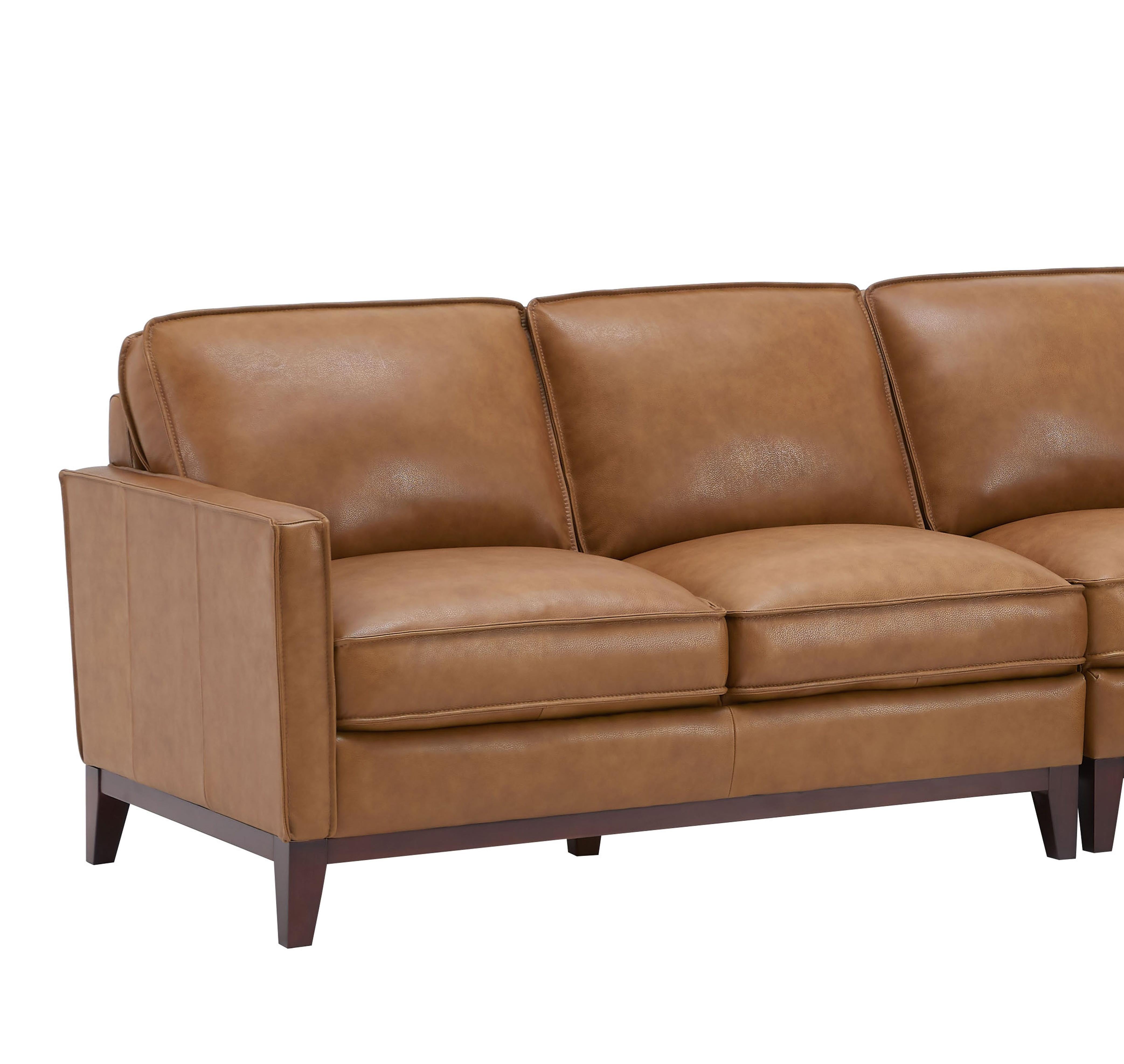 Leather Italia USA Georgetowne Newport LAF One Arm Loveseat in Camel - Luxury Home Furniture (MI)