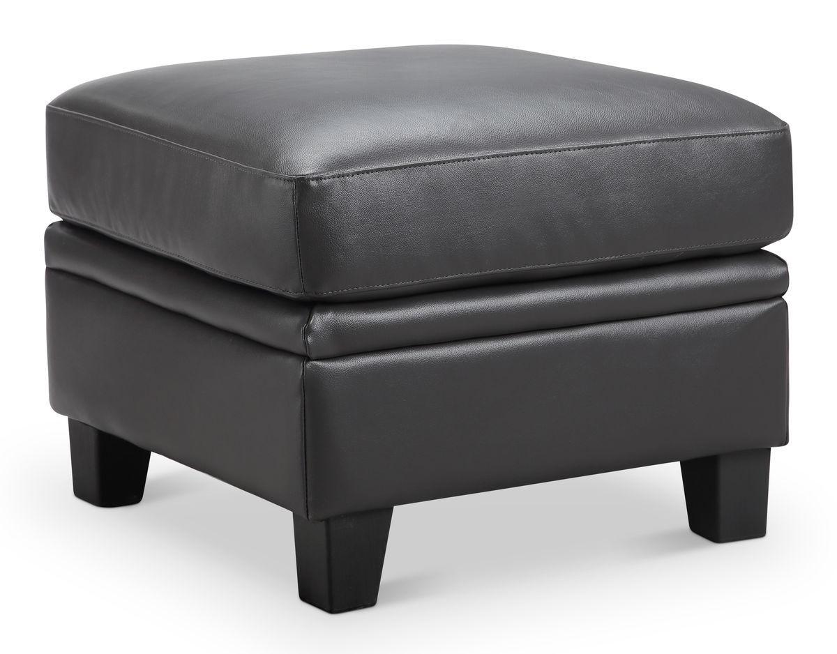 Leather Italia USA Cambria - Fletcher Ottoman in Charcoal
