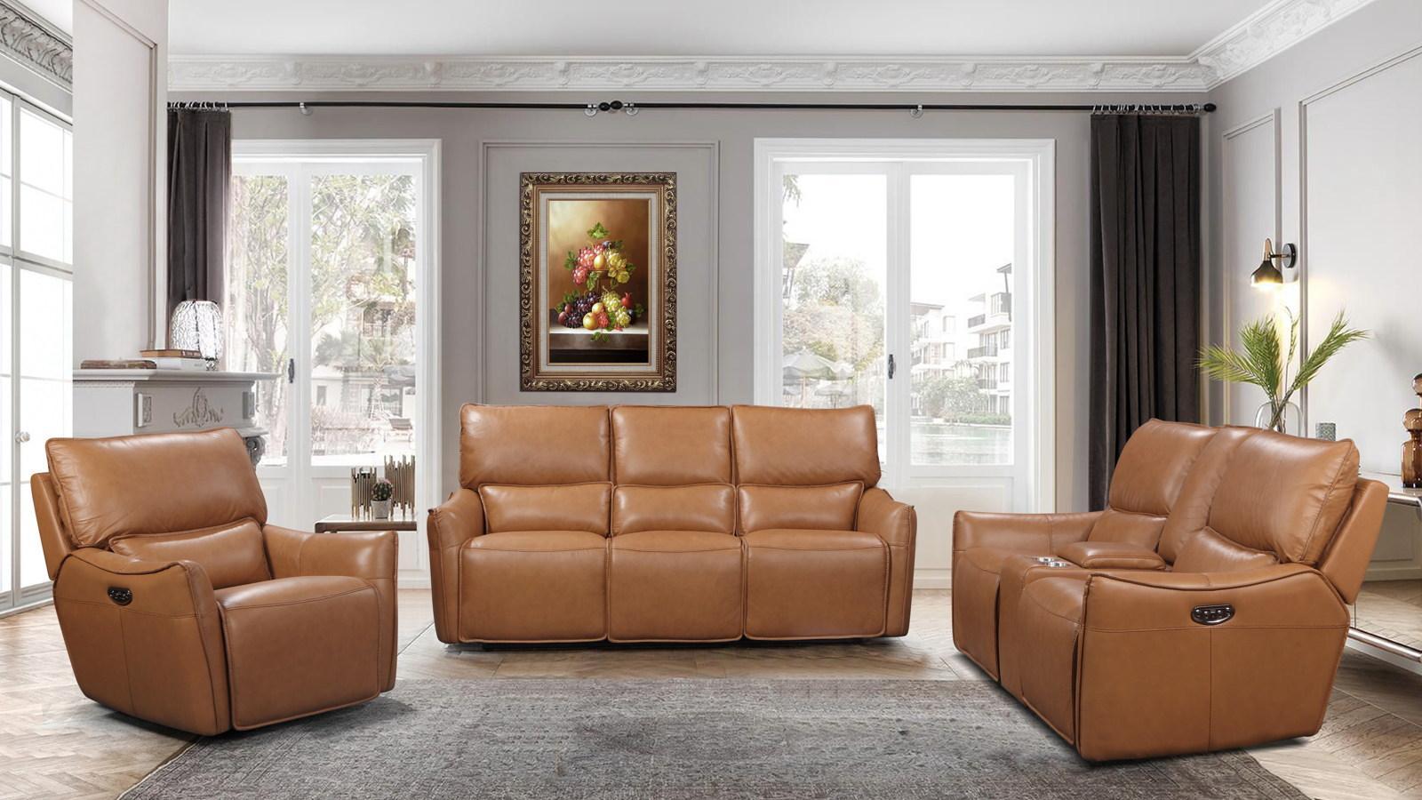 Leather Italia USA Portland Shae Glider Recliner in Desert - Luxury Home Furniture (MI)