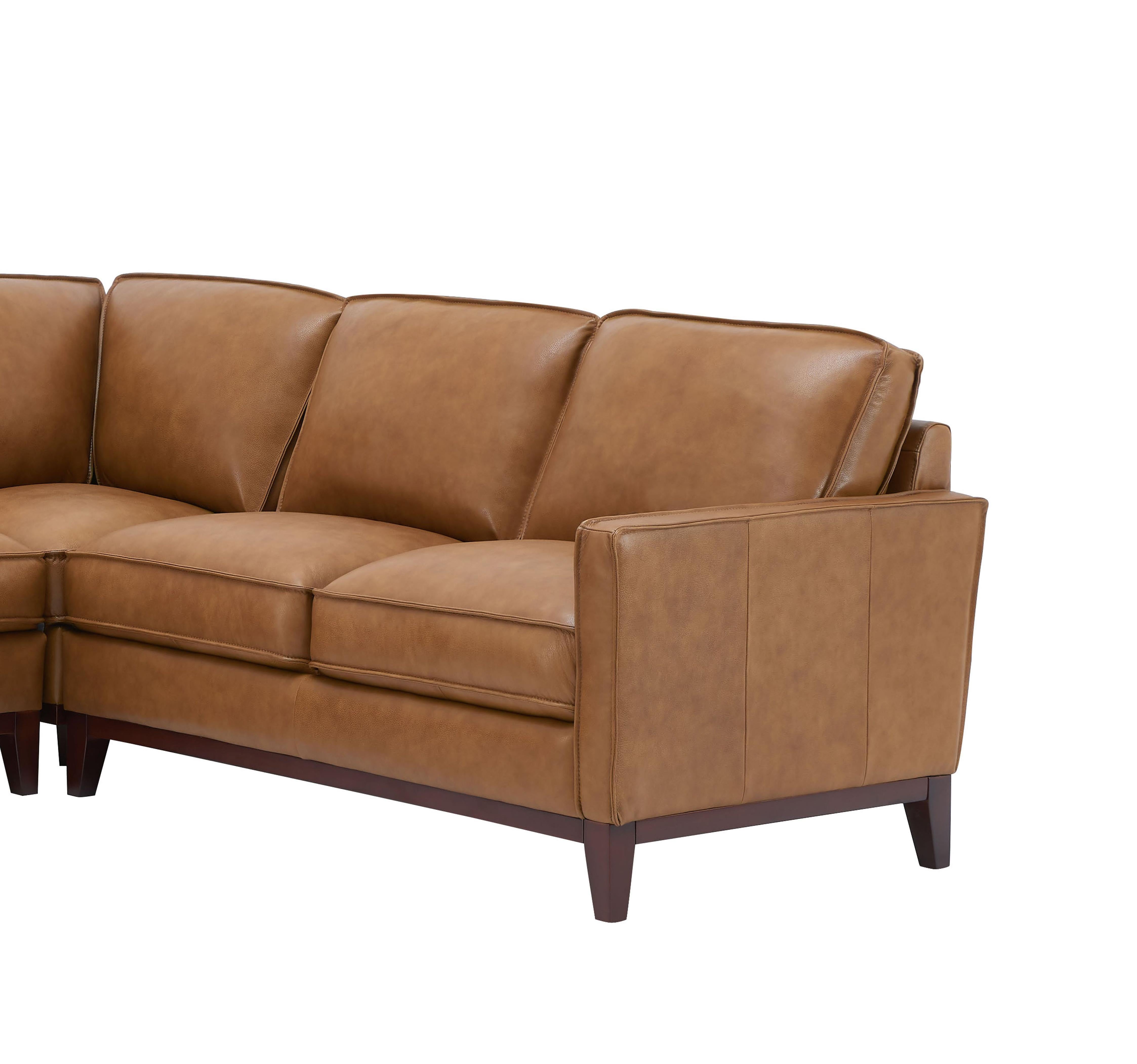 Leather Italia USA Georgetowne Newport RAF One Arm Loveseat in Camel - Luxury Home Furniture (MI)