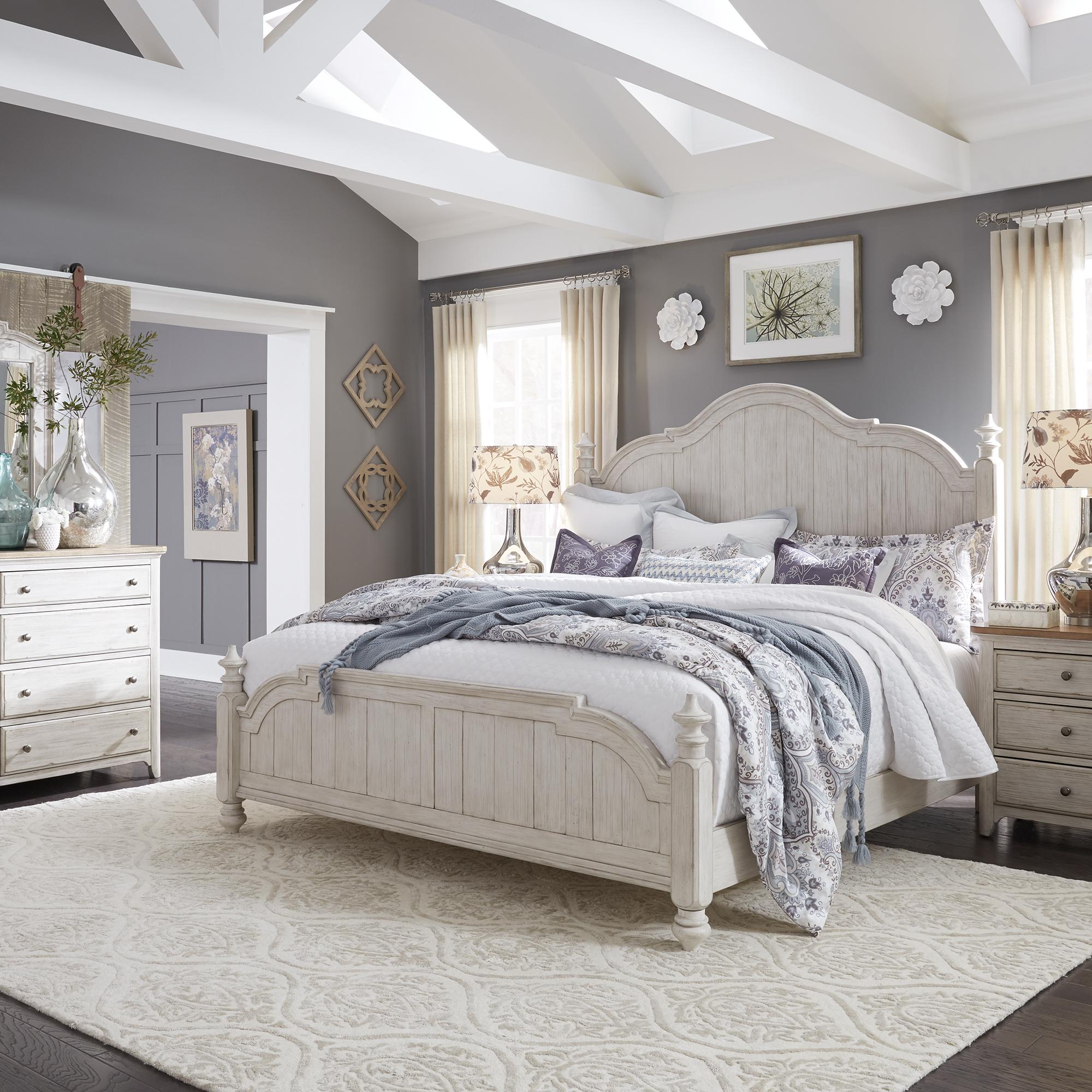 Farmhouse Reimagined Queen Poster Bed, Dresser & Mirror, Nightstand