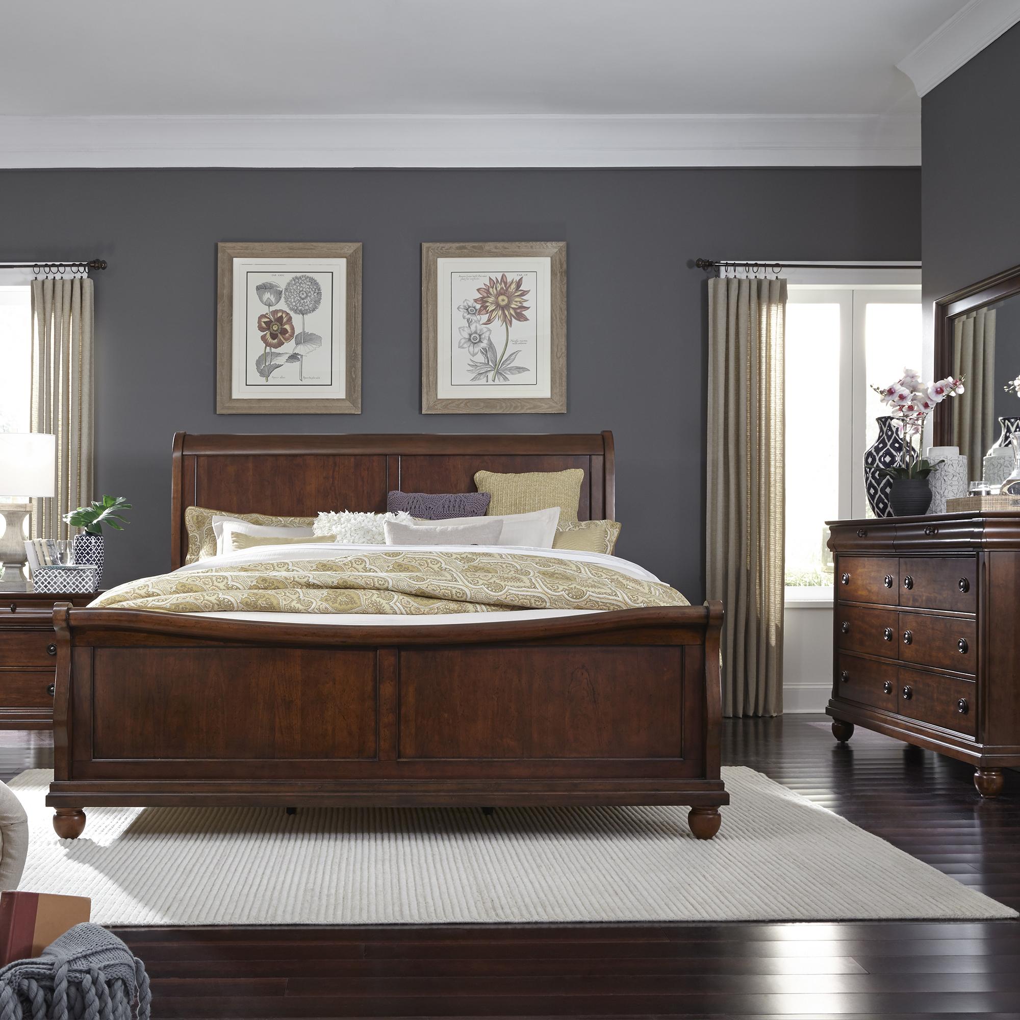 Rustic Traditions Queen Sleigh Bed, Dresser & Mirror, Nightstand