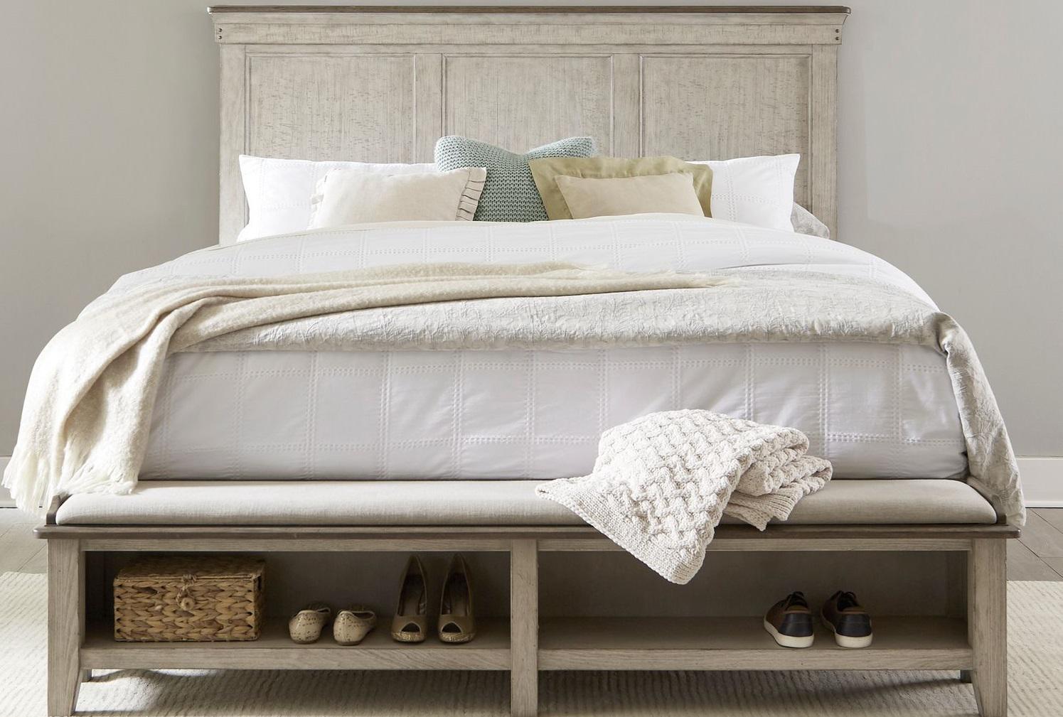 Liberty Furniture Ivy Hollow Queen Storage Bed in Weathered Linen