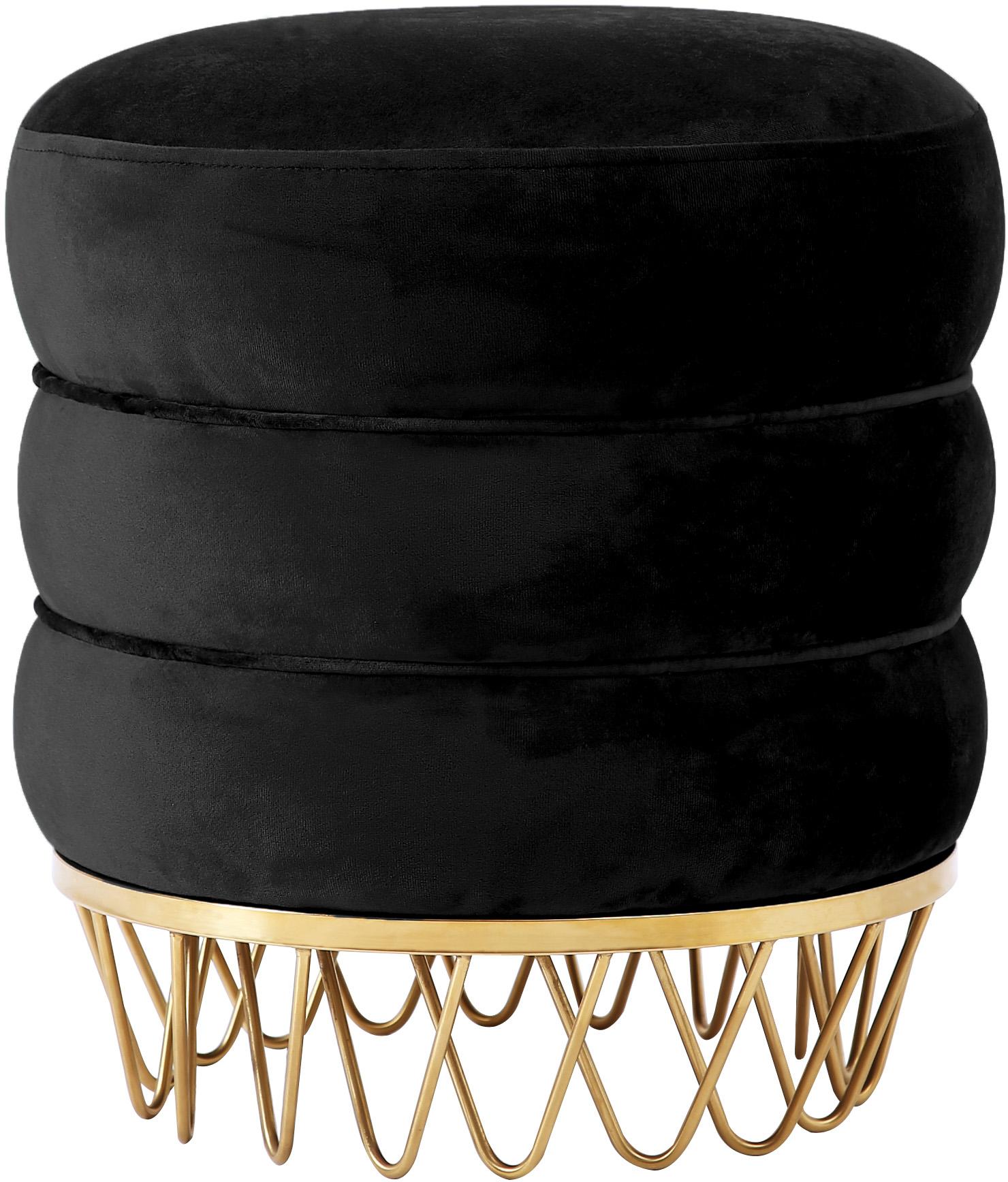 Revolve Black Velvet Ottoman/Stool - Luxury Home Furniture (MI)