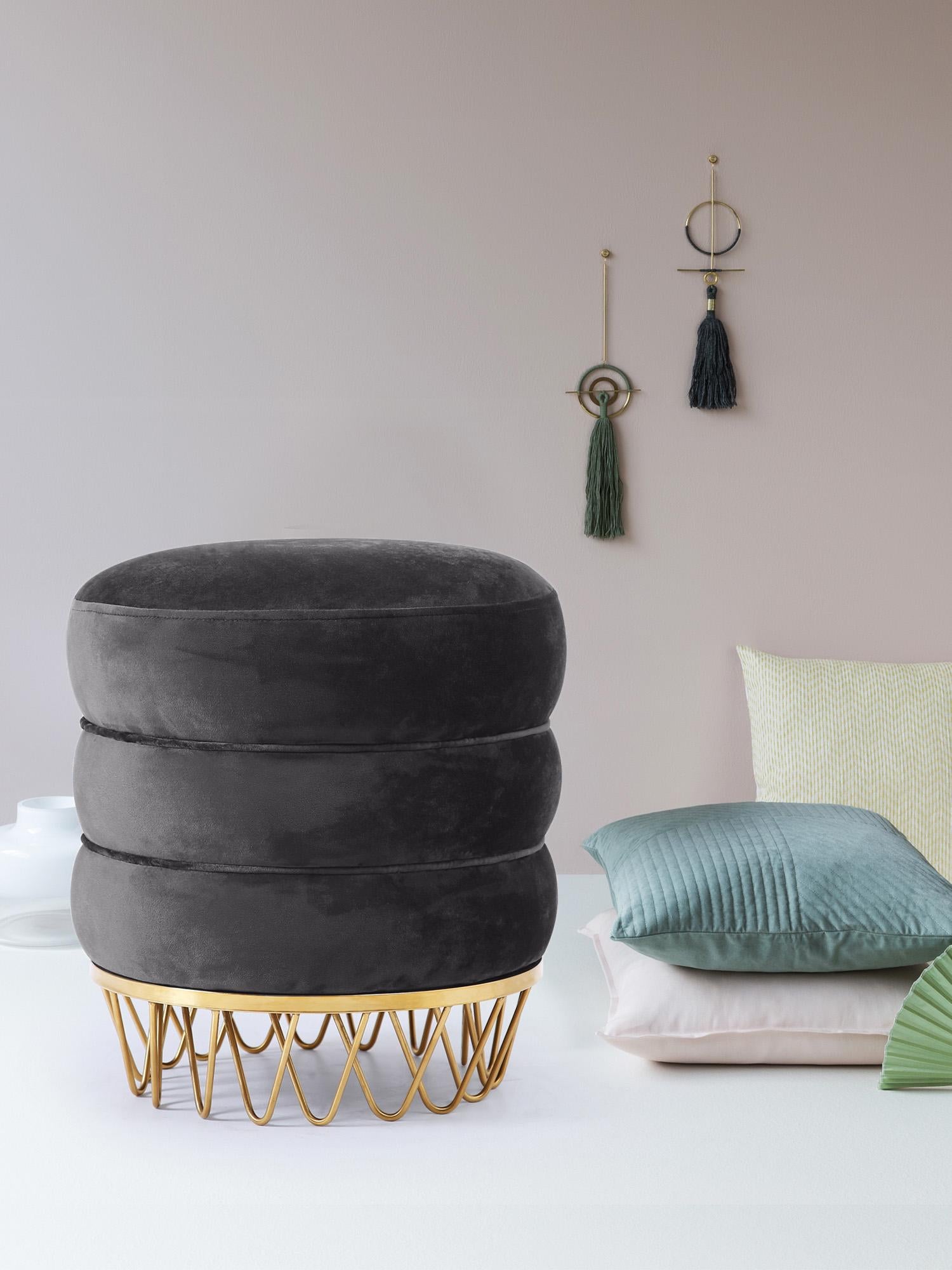 Revolve Grey Velvet Ottoman/Stool - Luxury Home Furniture (MI)
