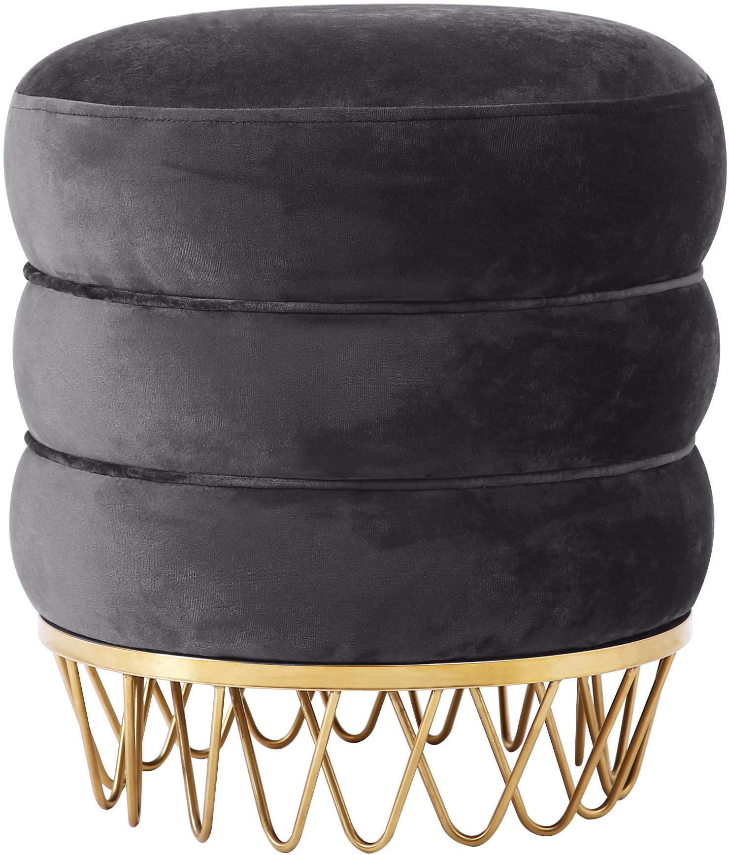 Revolve Grey Velvet Ottoman/Stool - Luxury Home Furniture (MI)